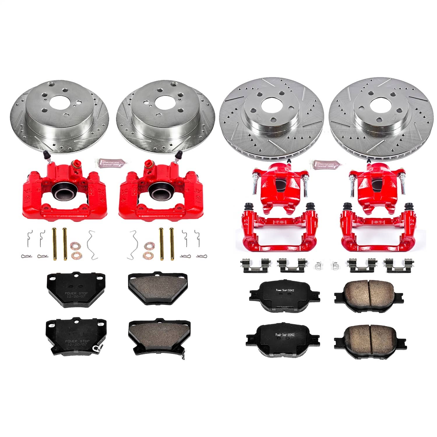 Power Stop - KC2314A - Front and Rear - Disc Brake Pad/Caliper and Rotor Kit