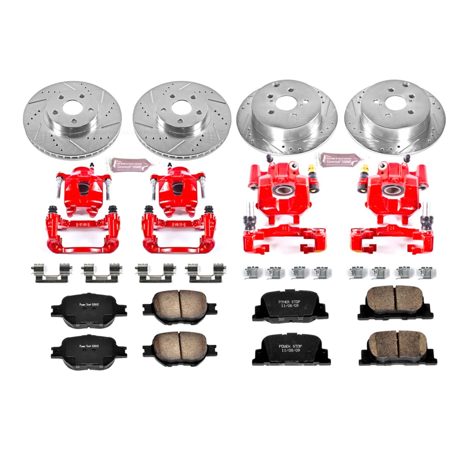 Power Stop - KC2315 - Front and Rear - Disc Brake Pad/Caliper and Rotor Kit