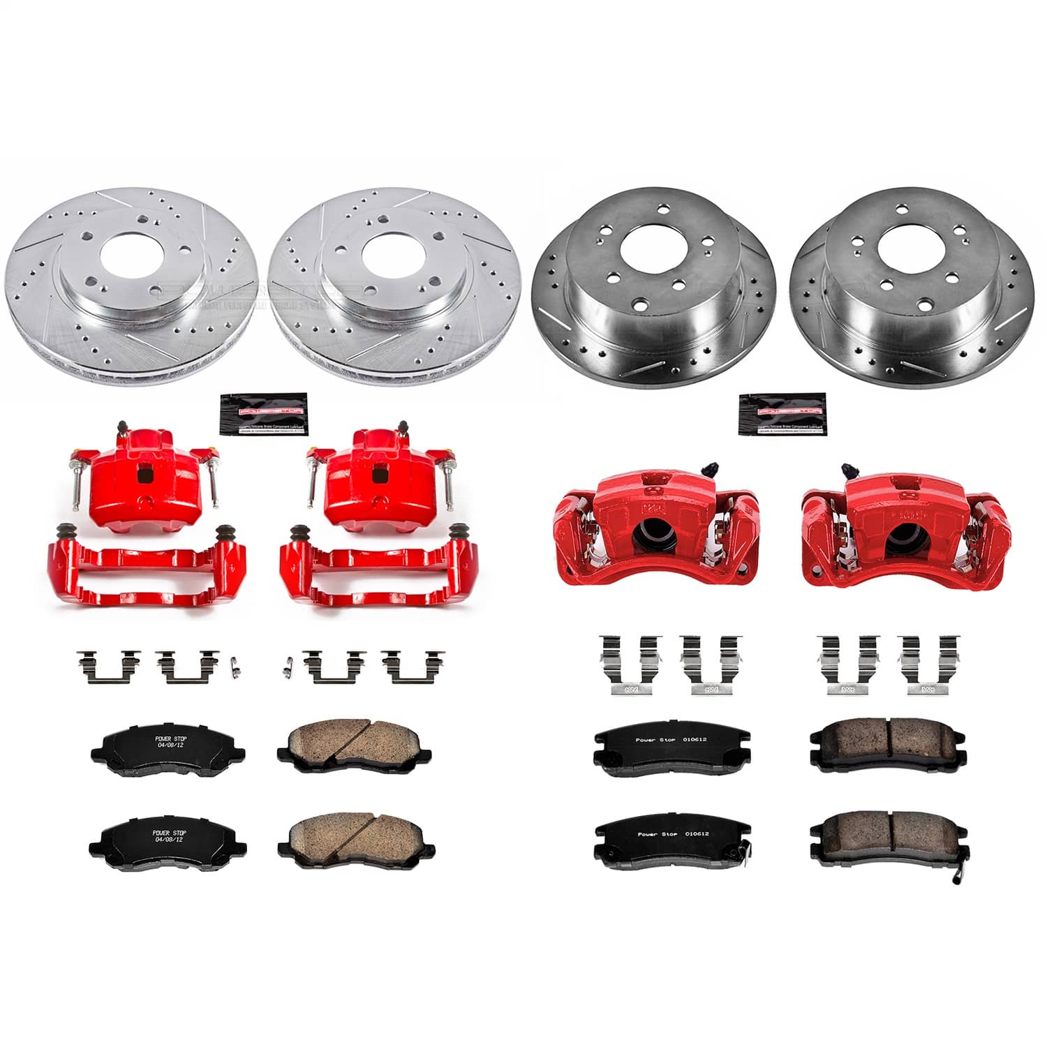 Power Stop - KC2395 - Front and Rear - Disc Brake Pad/Caliper and Rotor Kit