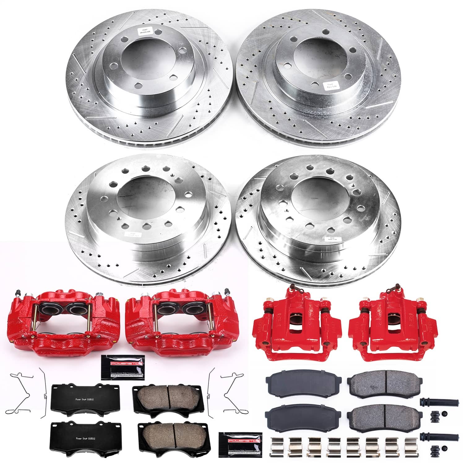 Power Stop - KC2422 - Front and Rear - Disc Brake Pad/Caliper and Rotor Kit