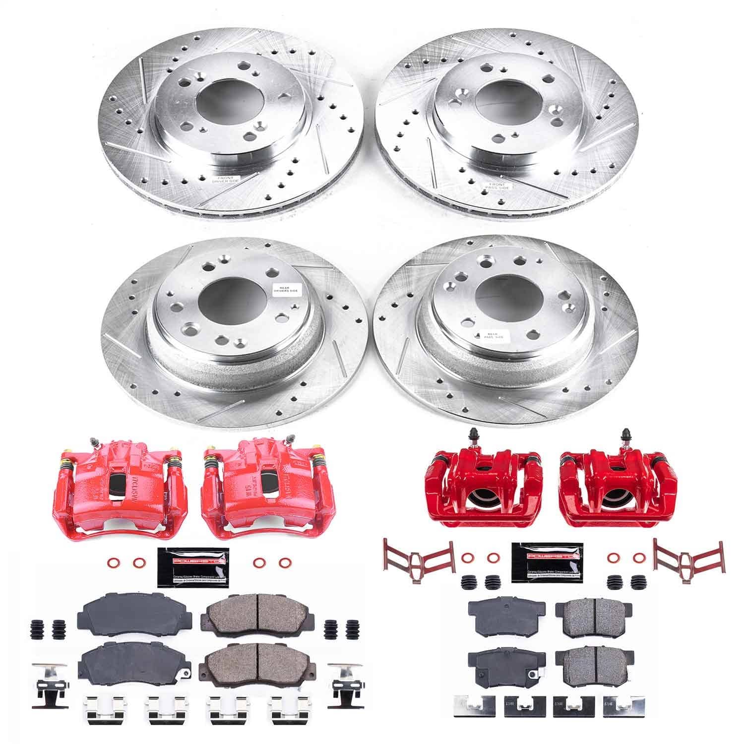 Power Stop - KC2717 - Front and Rear - Disc Brake Pad/Caliper and Rotor Kit