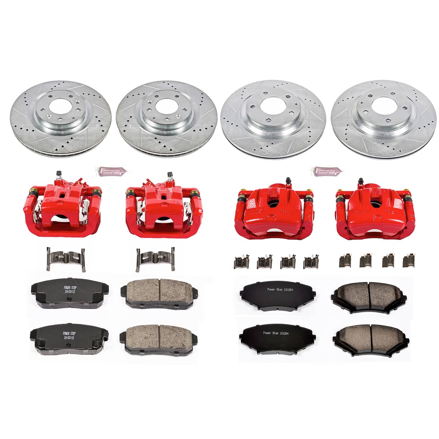 Power Stop - KC2727 - Front and Rear - Disc Brake Pad/Caliper and Rotor Kit