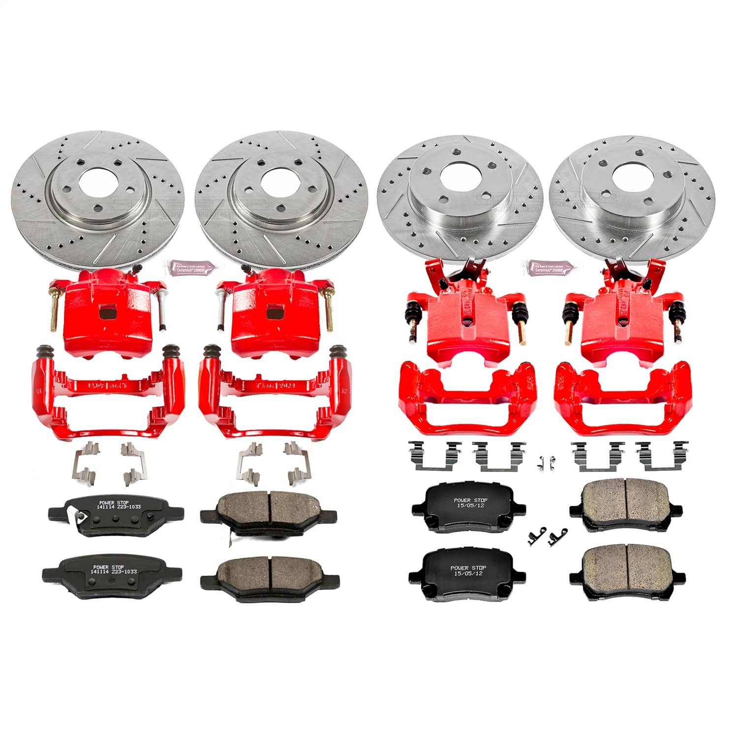 Power Stop - KC2731 - Front and Rear - Disc Brake Pad/Caliper and Rotor Kit