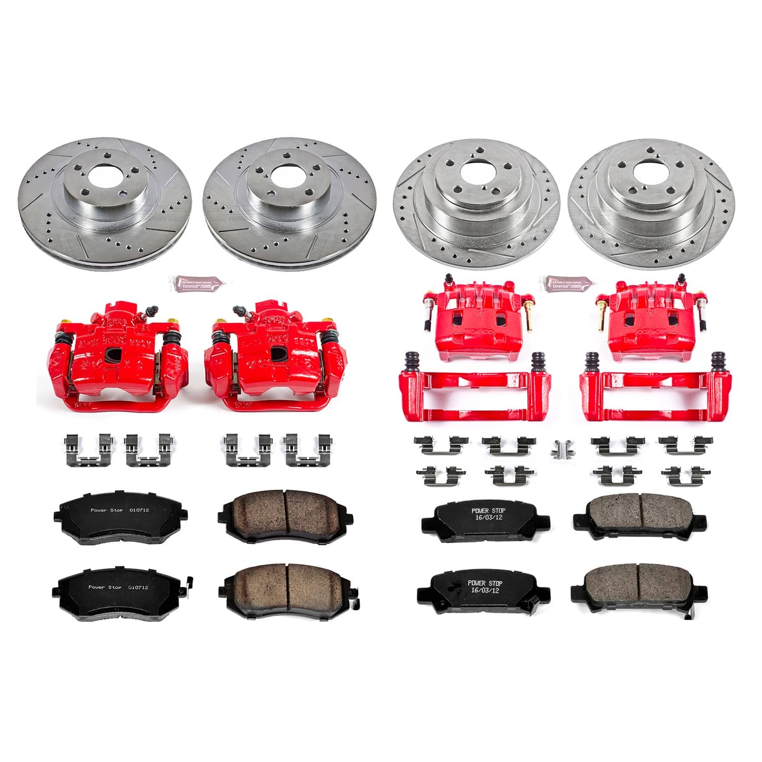 Power Stop - KC2748 - Front and Rear - Disc Brake Pad/Caliper and Rotor Kit