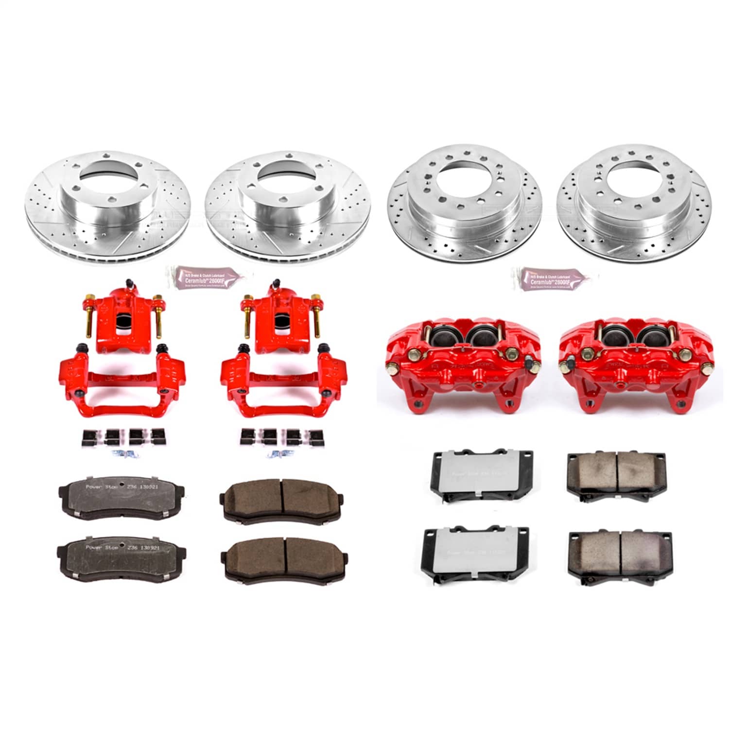 Power Stop - KC2756-36 - Front and Rear - Disc Brake Pad/Caliper and Rotor Kit