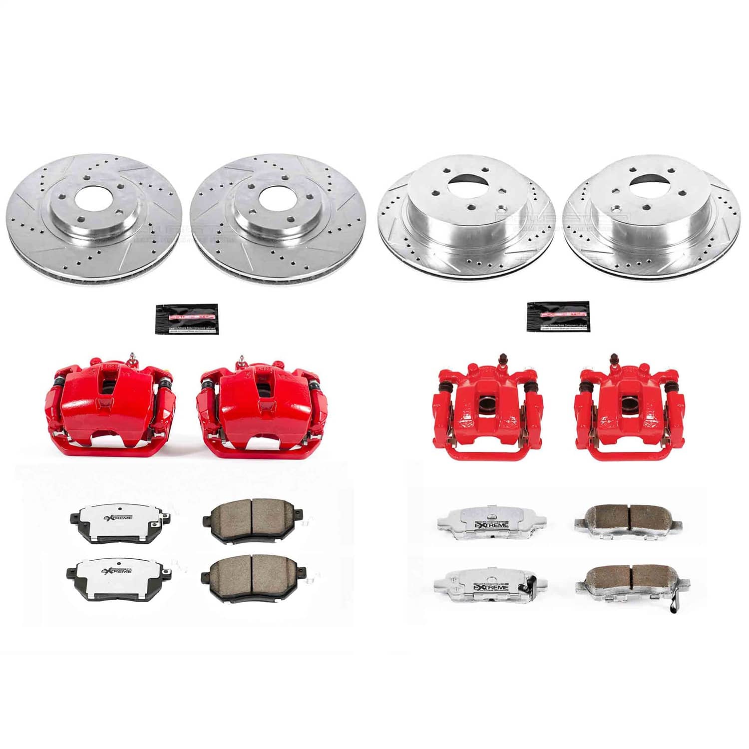 Power Stop - KC2767A-26 - Front and Rear - Disc Brake Pad/Caliper and Rotor Kit