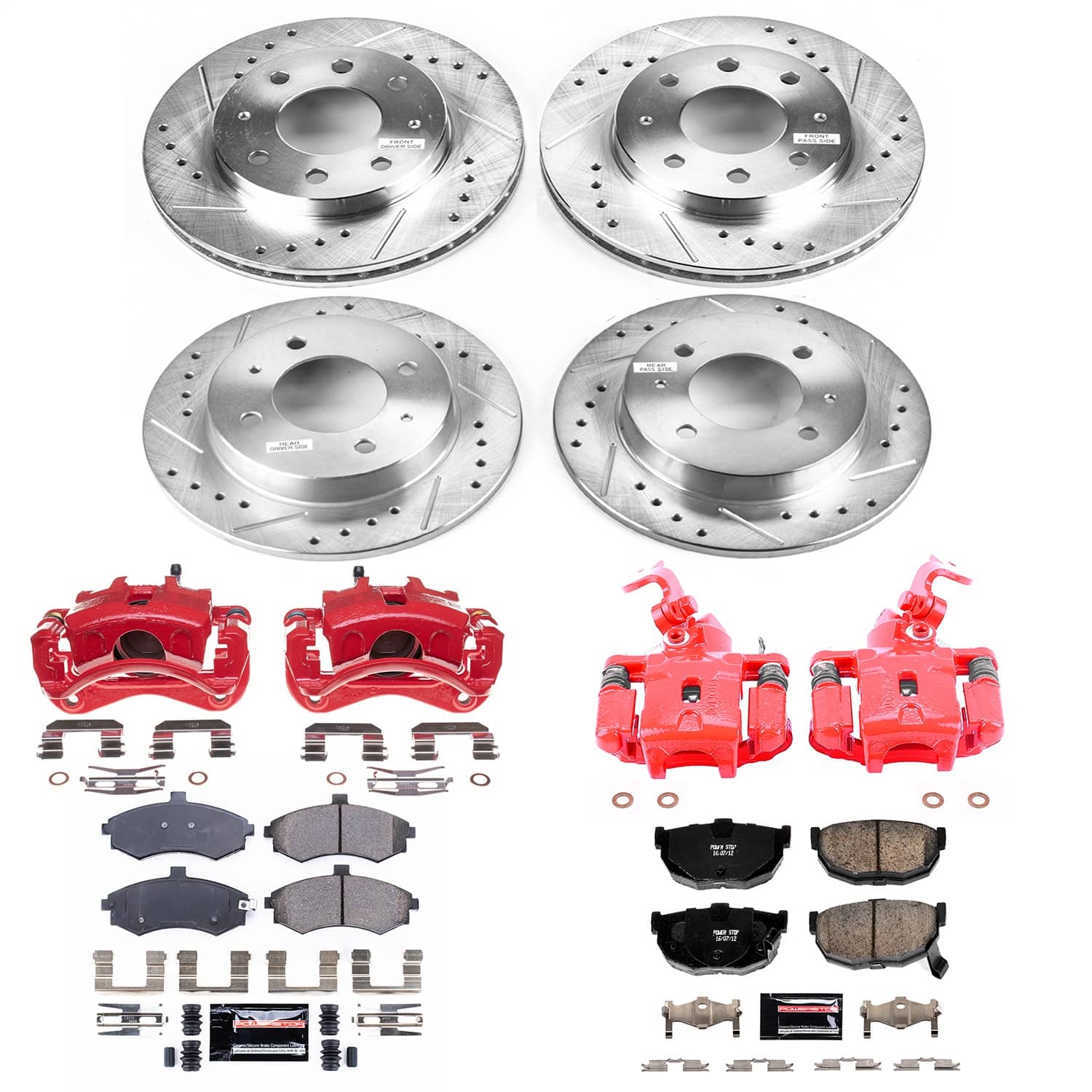 Power Stop - KC2779A - Front and Rear - Disc Brake Pad/Caliper and Rotor Kit