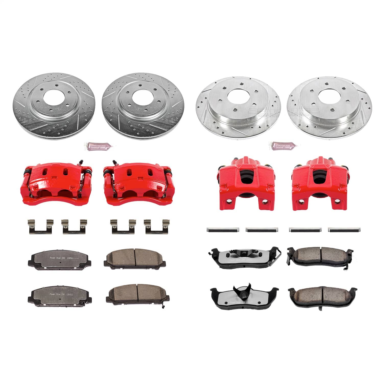 Power Stop - KC2805-36 - Front and Rear - Disc Brake Pad/Caliper and Rotor Kit