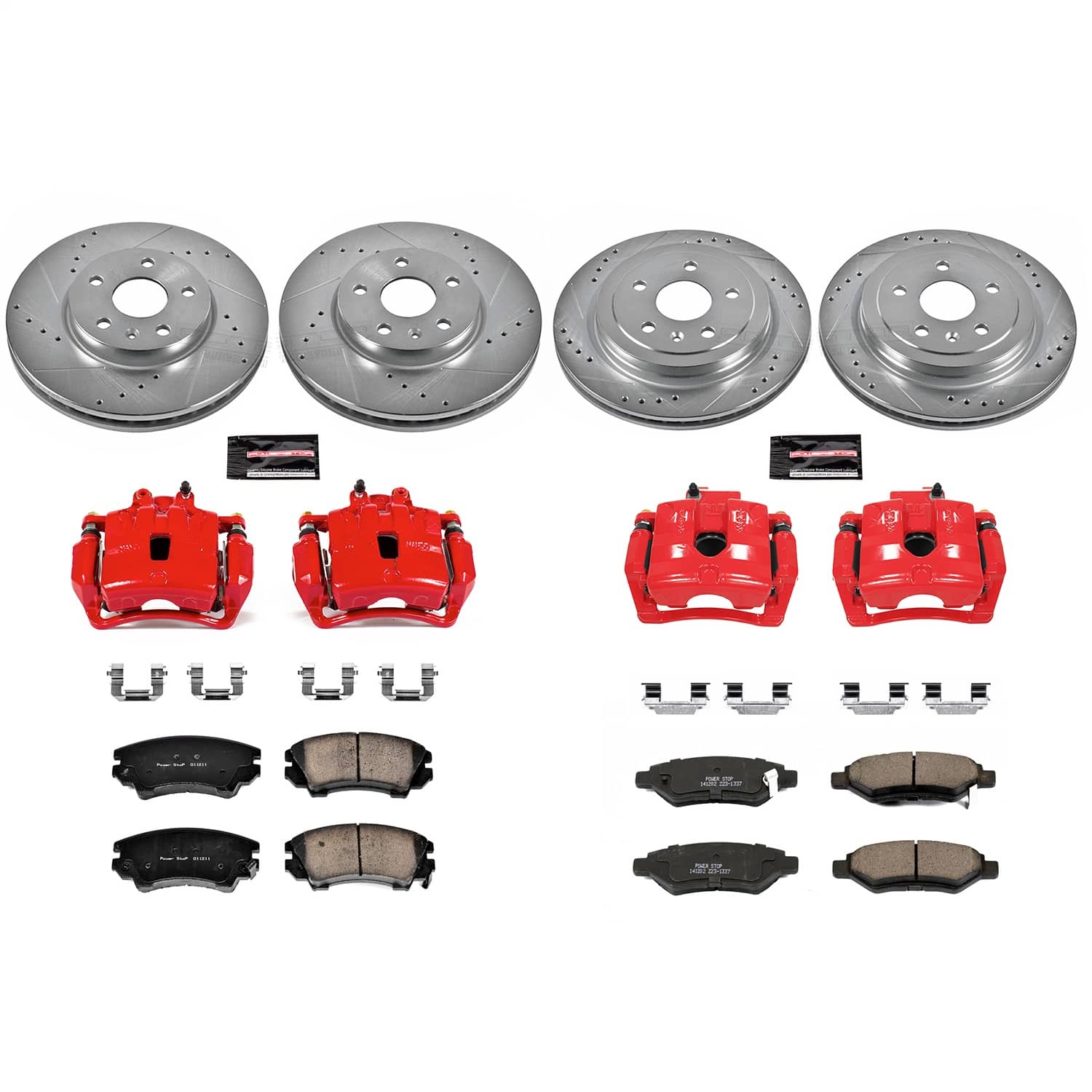 Power Stop - KC2816 - Front and Rear - Disc Brake Pad/Caliper and Rotor Kit