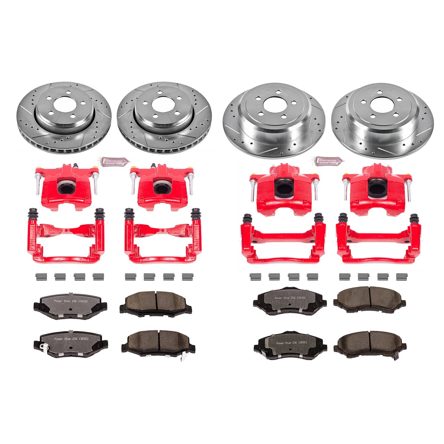 Power Stop - KC2832A-36 - Front and Rear - Disc Brake Pad/Caliper and Rotor Kit