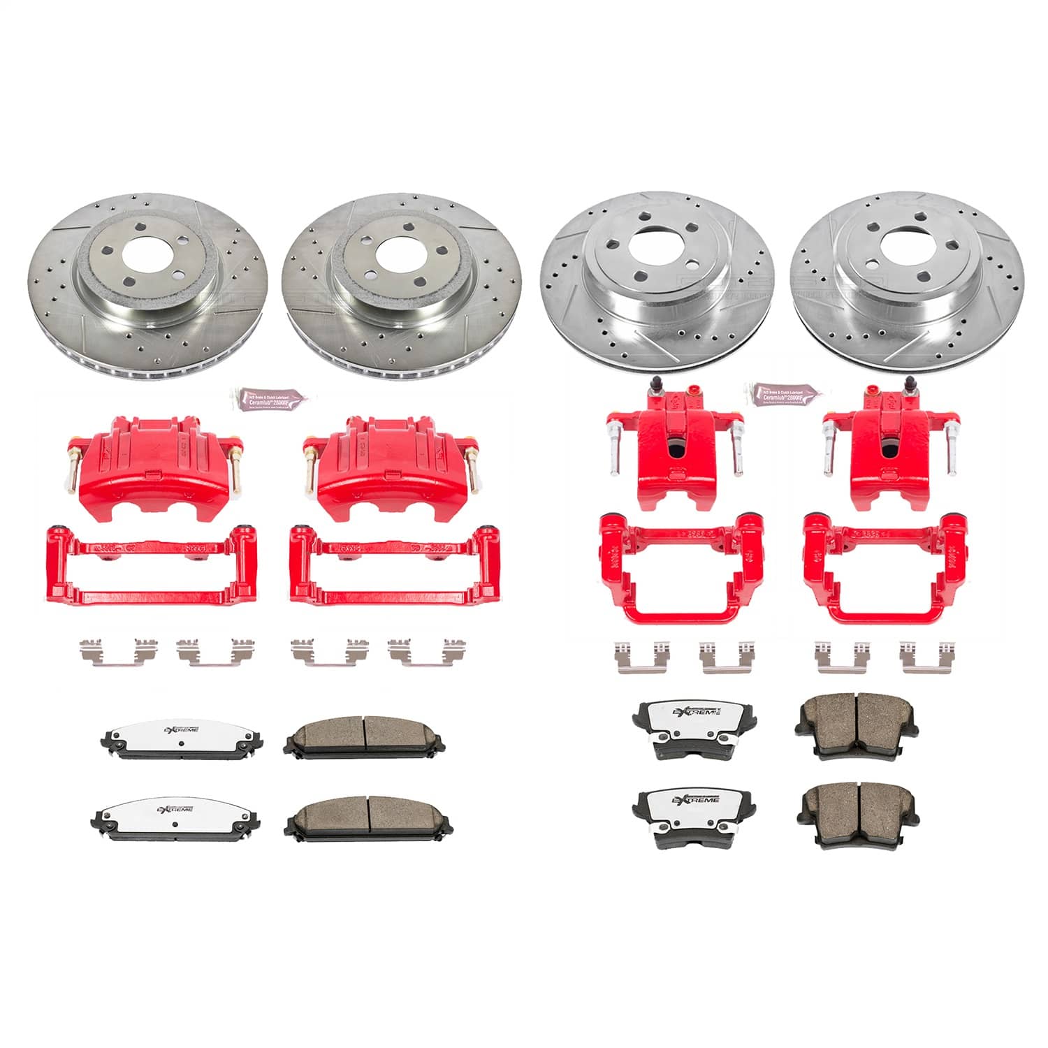 Power Stop - KC2853-26 - Front and Rear - Disc Brake Pad/Caliper and Rotor Kit