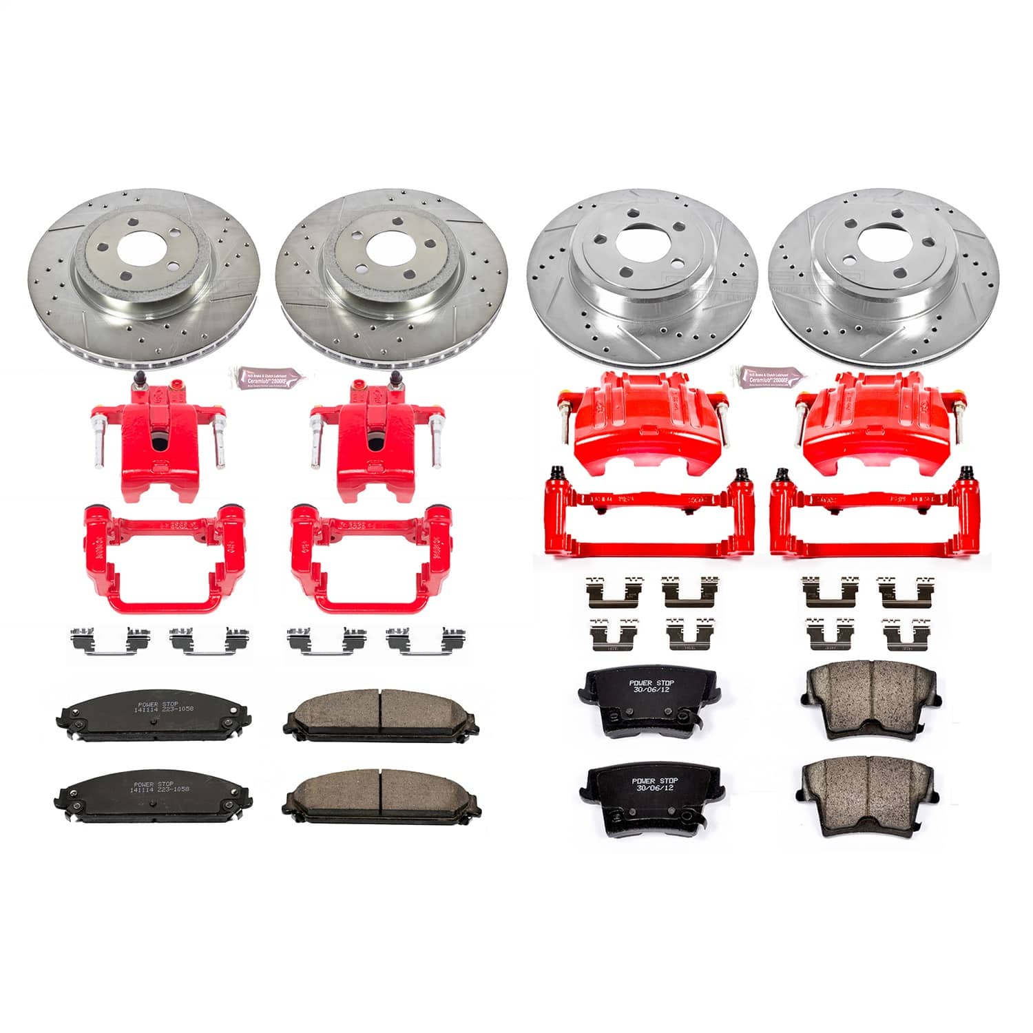 Power Stop - KC2853A - Front and Rear - Disc Brake Pad/Caliper and Rotor Kit
