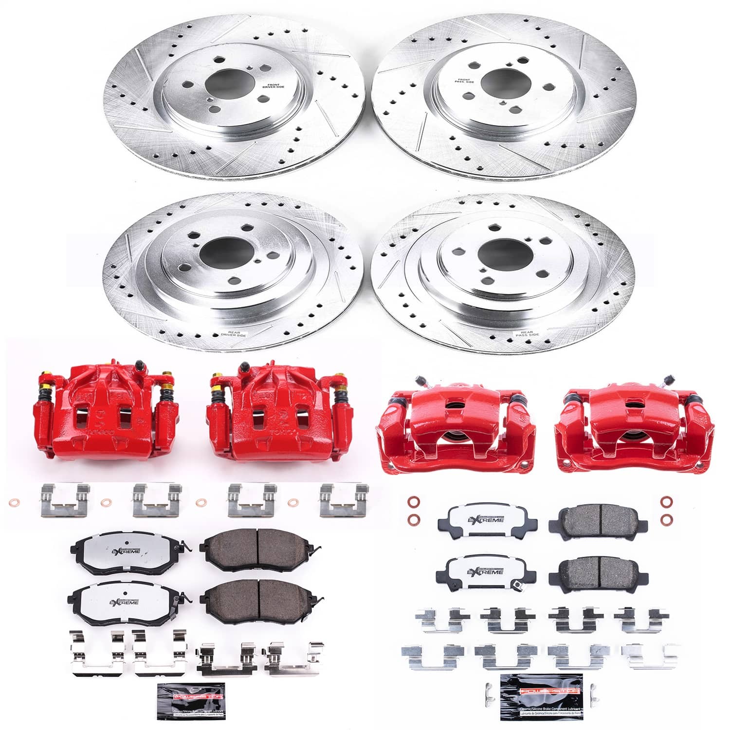Power Stop - KC286-26 - Front and Rear - Disc Brake Pad/Caliper and Rotor Kit