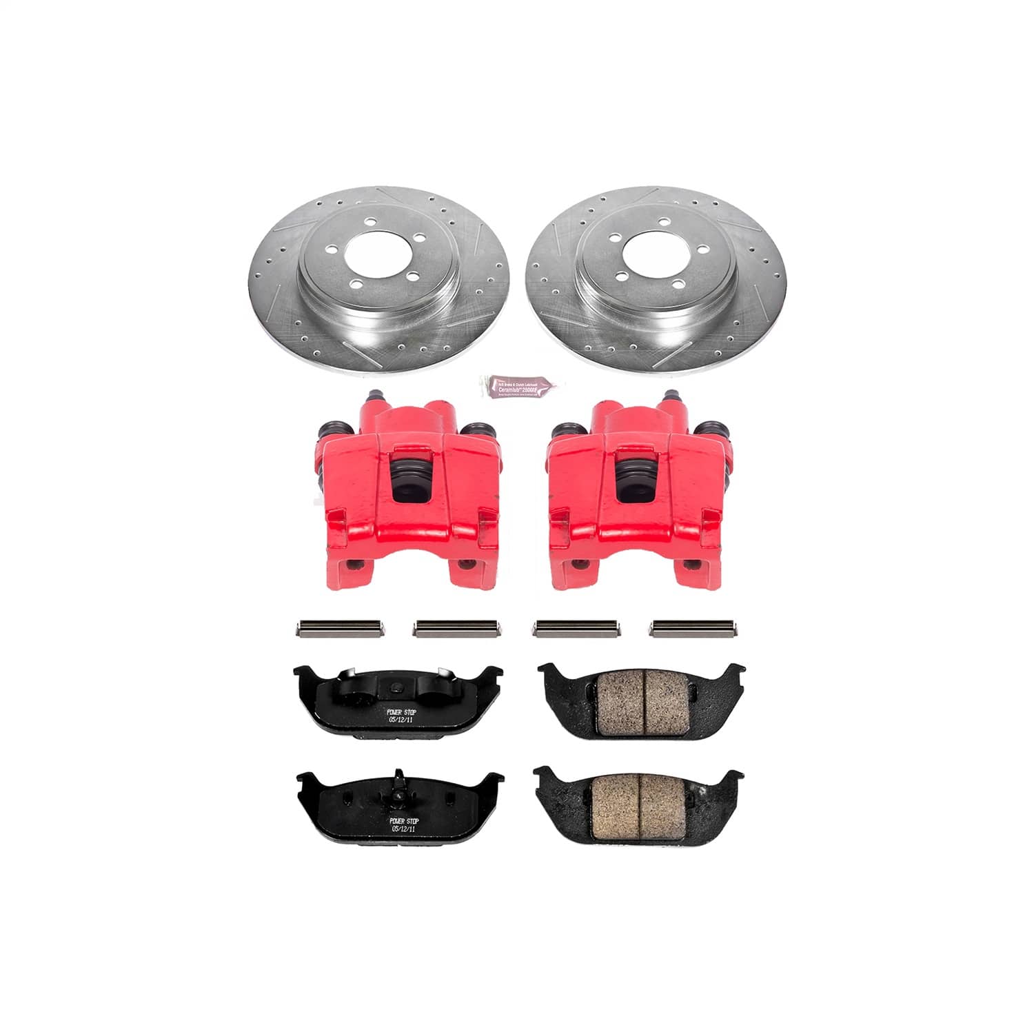 Power Stop - KC3025 - Rear - Disc Brake Pad/Caliper and Rotor Kit