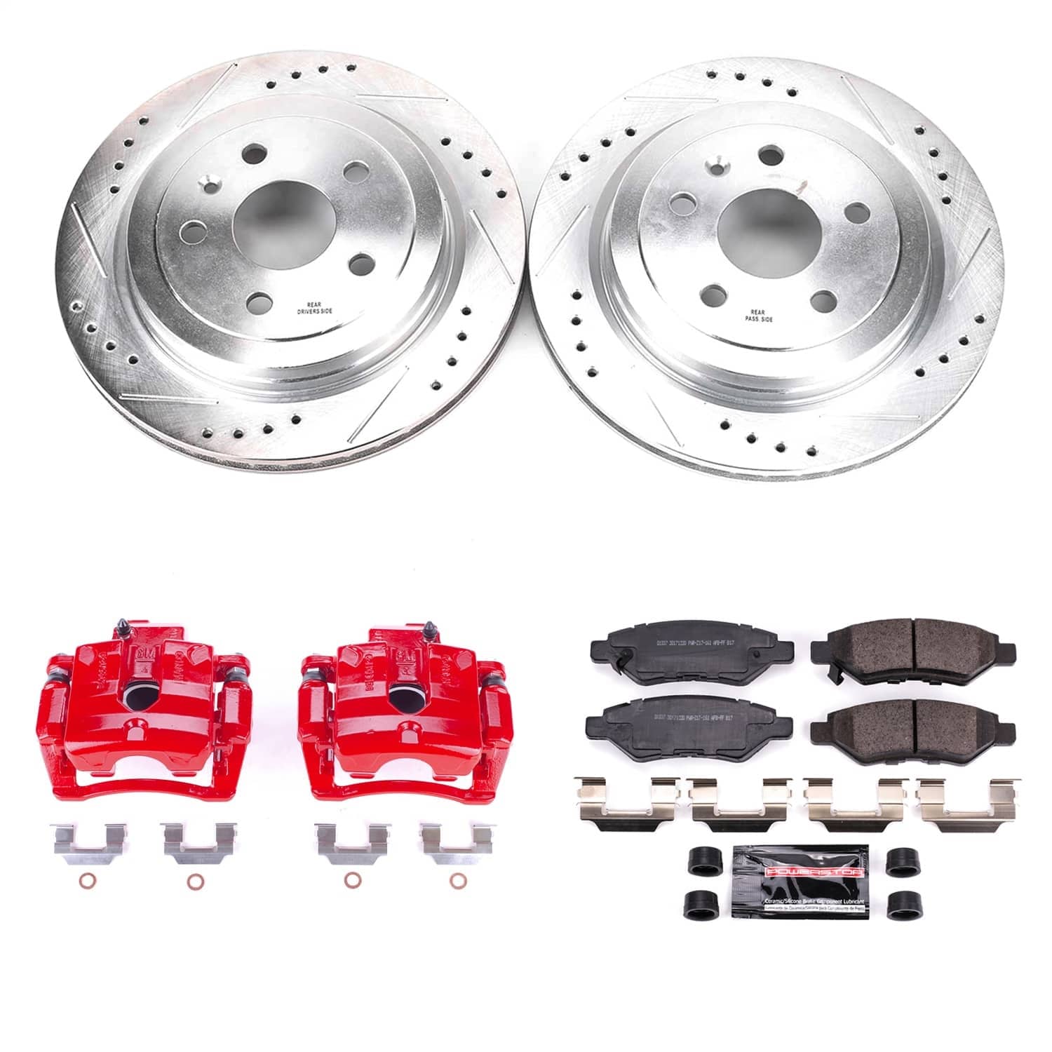 Power Stop - KC3072C - Rear - Disc Brake Pad/Caliper and Rotor Kit