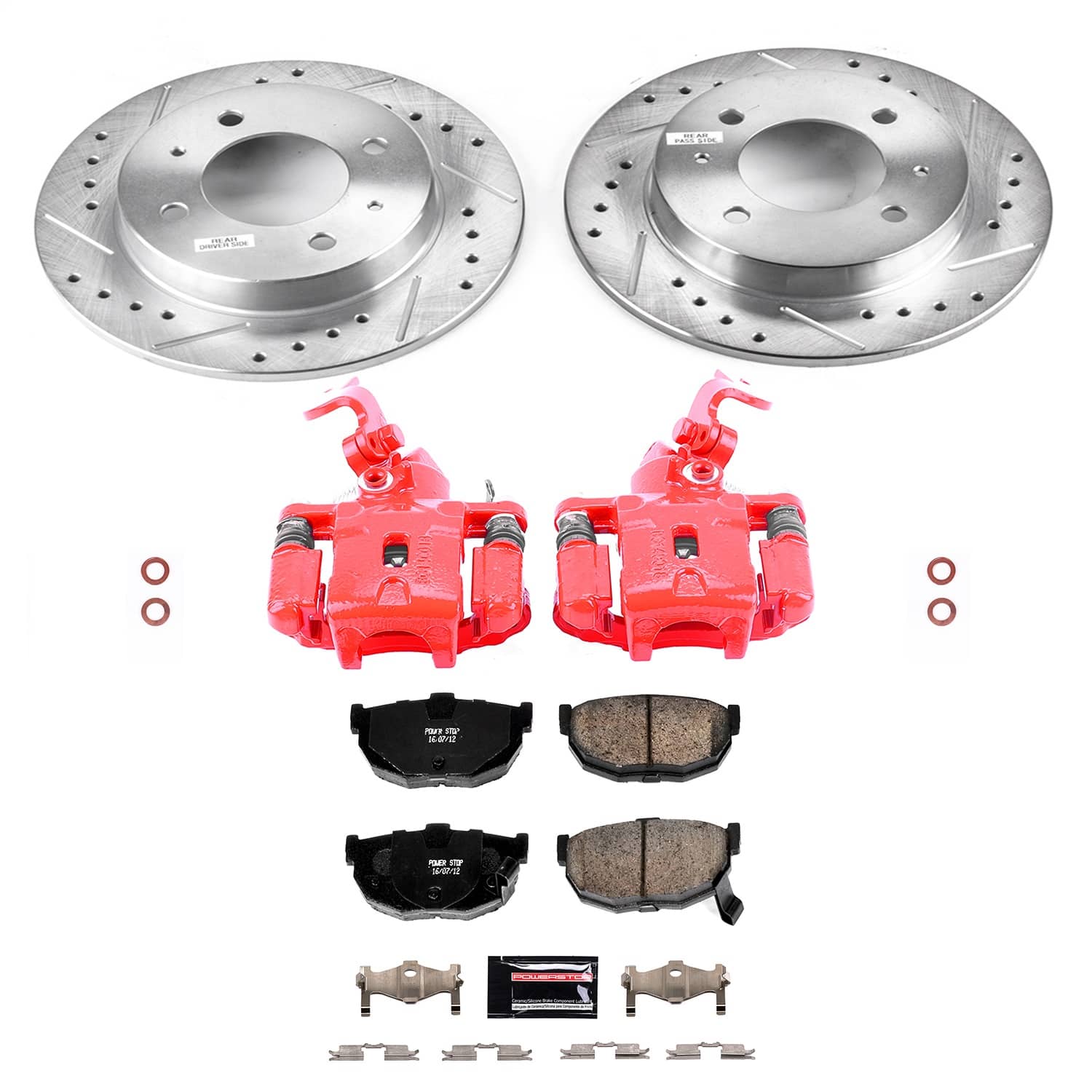 Power Stop - KC3106 - Rear - Disc Brake Pad/Caliper and Rotor Kit