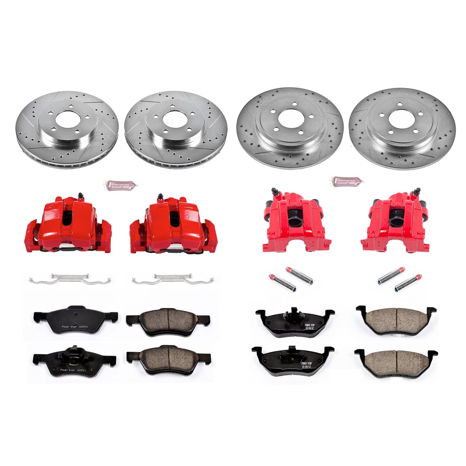 Power Stop - KC4024 - Front and Rear - Disc Brake Pad/Caliper and Rotor Kit