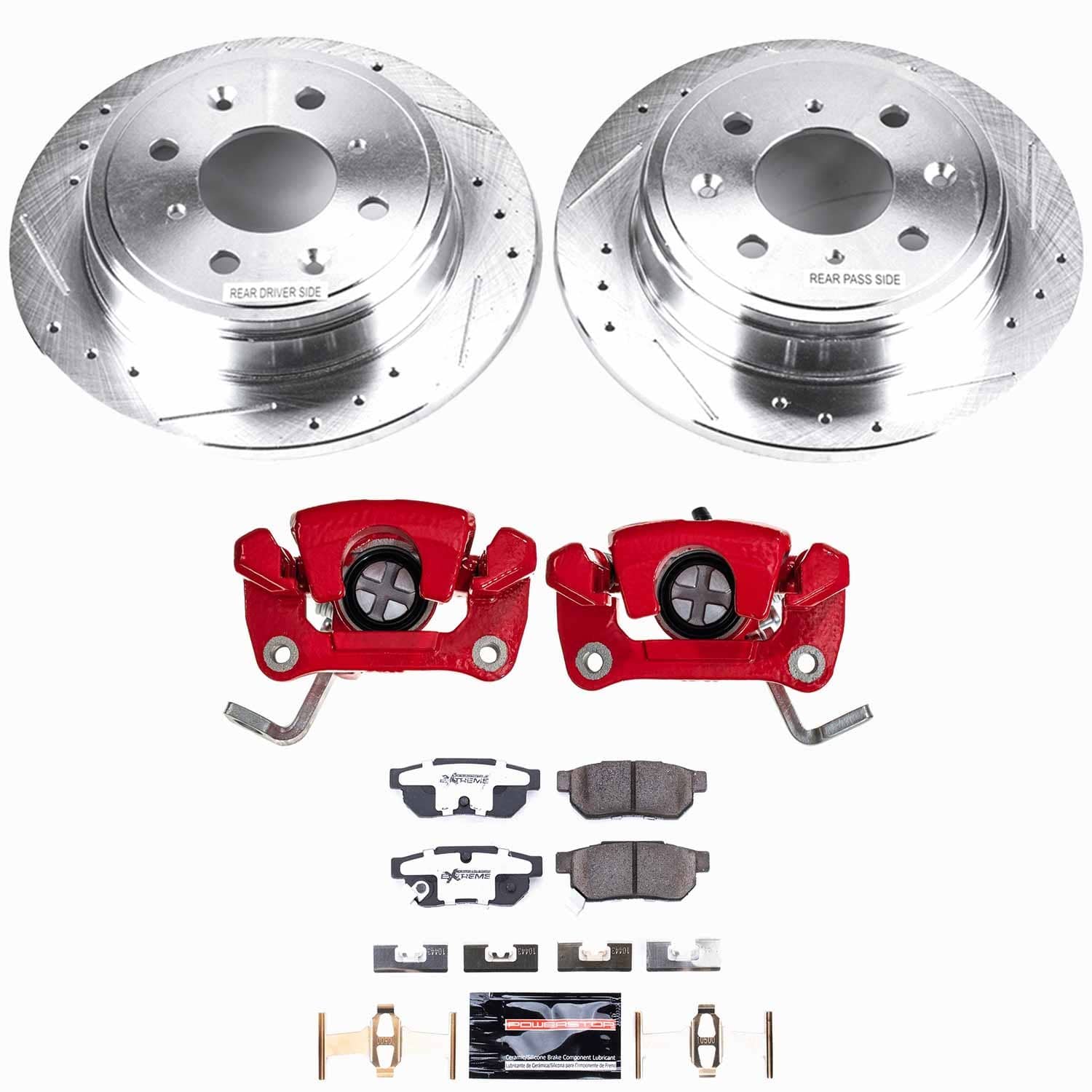 Power Stop - KC408-26 - Rear - Disc Brake Pad/Caliper and Rotor Kit