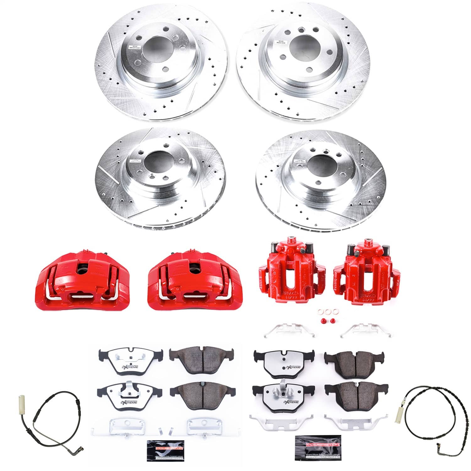 Power Stop - KC4094-26 - Front and Rear - Disc Brake Pad/Caliper and Rotor Kit