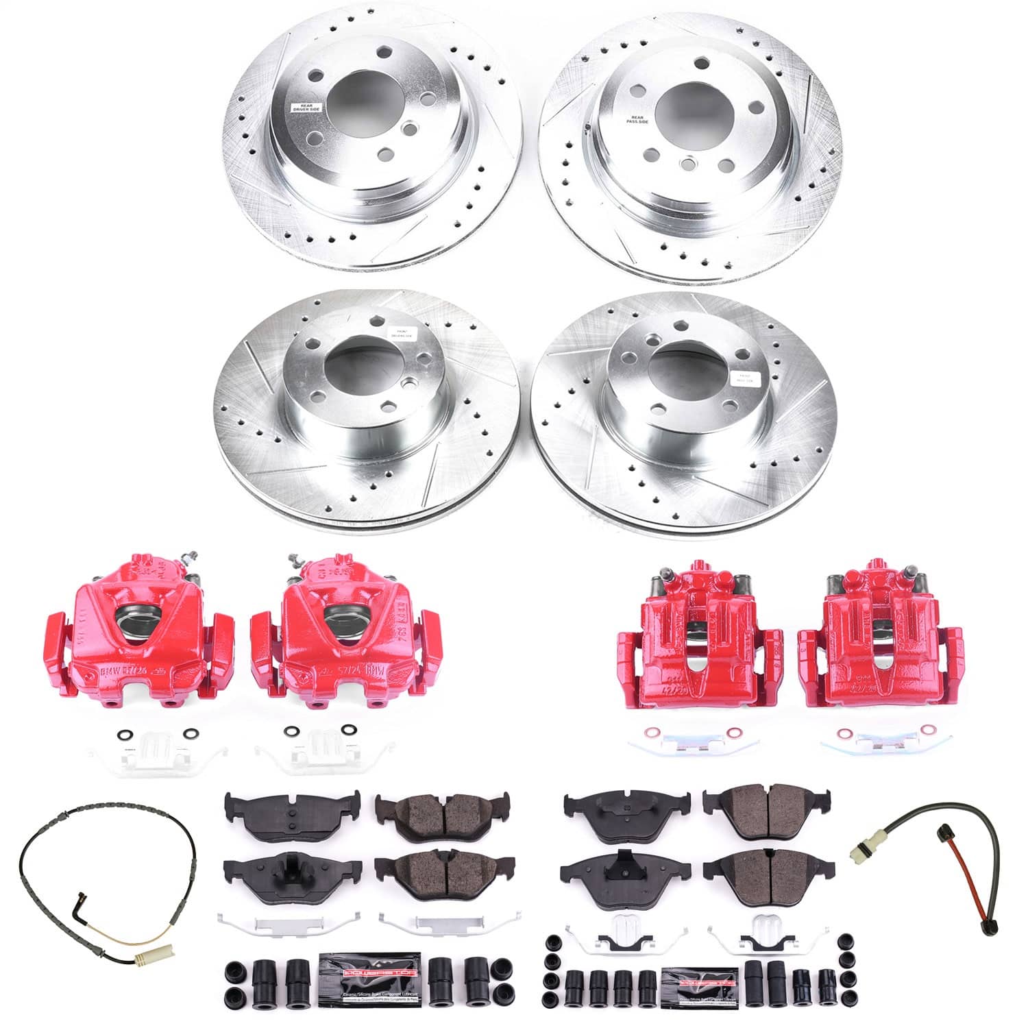 Power Stop - KC4105 - Front and Rear - Disc Brake Pad/Caliper and Rotor Kit