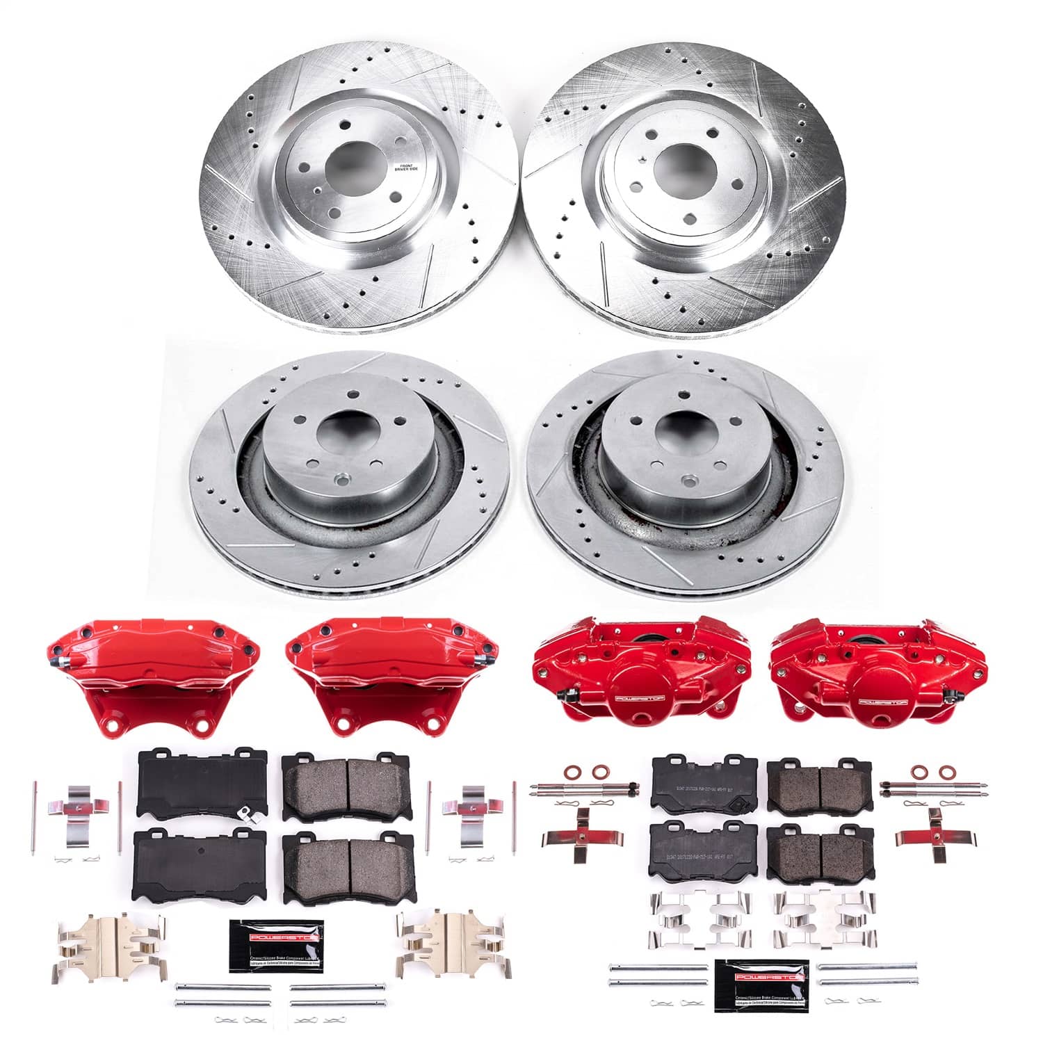Power Stop - KC4138B - Front and Rear - Disc Brake Pad/Caliper and Rotor Kit