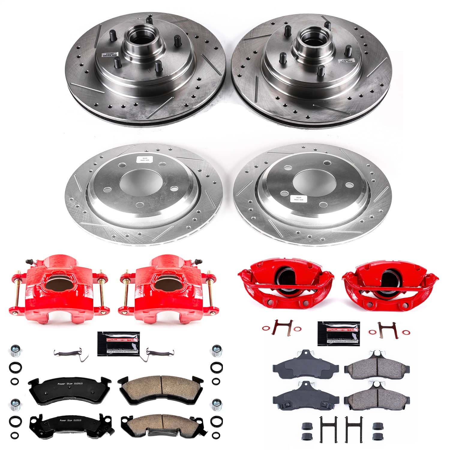 Power Stop - KC4338 - Front and Rear - Disc Brake Pad/Caliper and Rotor Kit