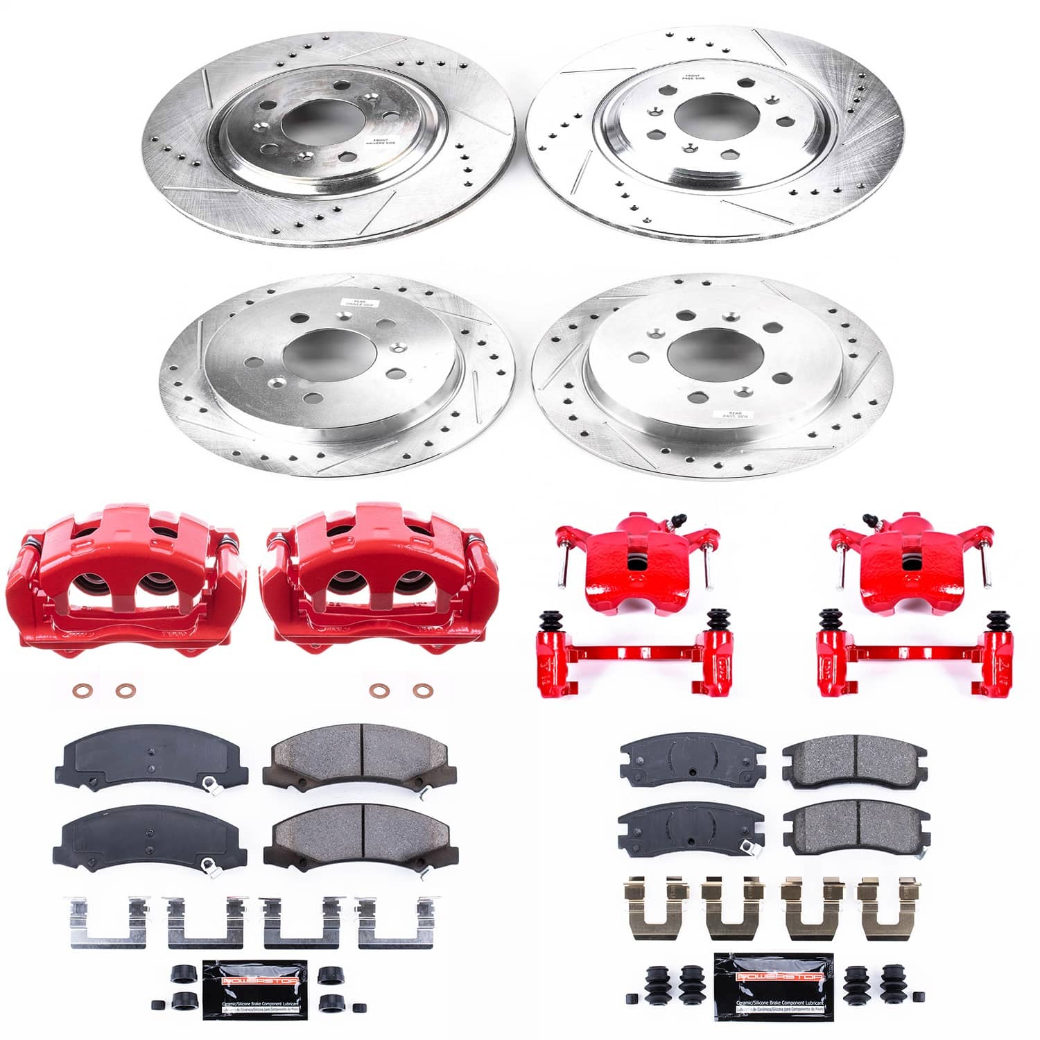 Power Stop - KC4377 - Front and Rear - Disc Brake Pad/Caliper and Rotor Kit