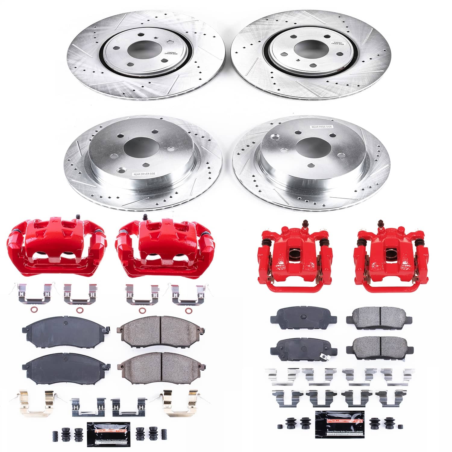 Power Stop - KC4477 - Front and Rear - Disc Brake Pad/Caliper and Rotor Kit