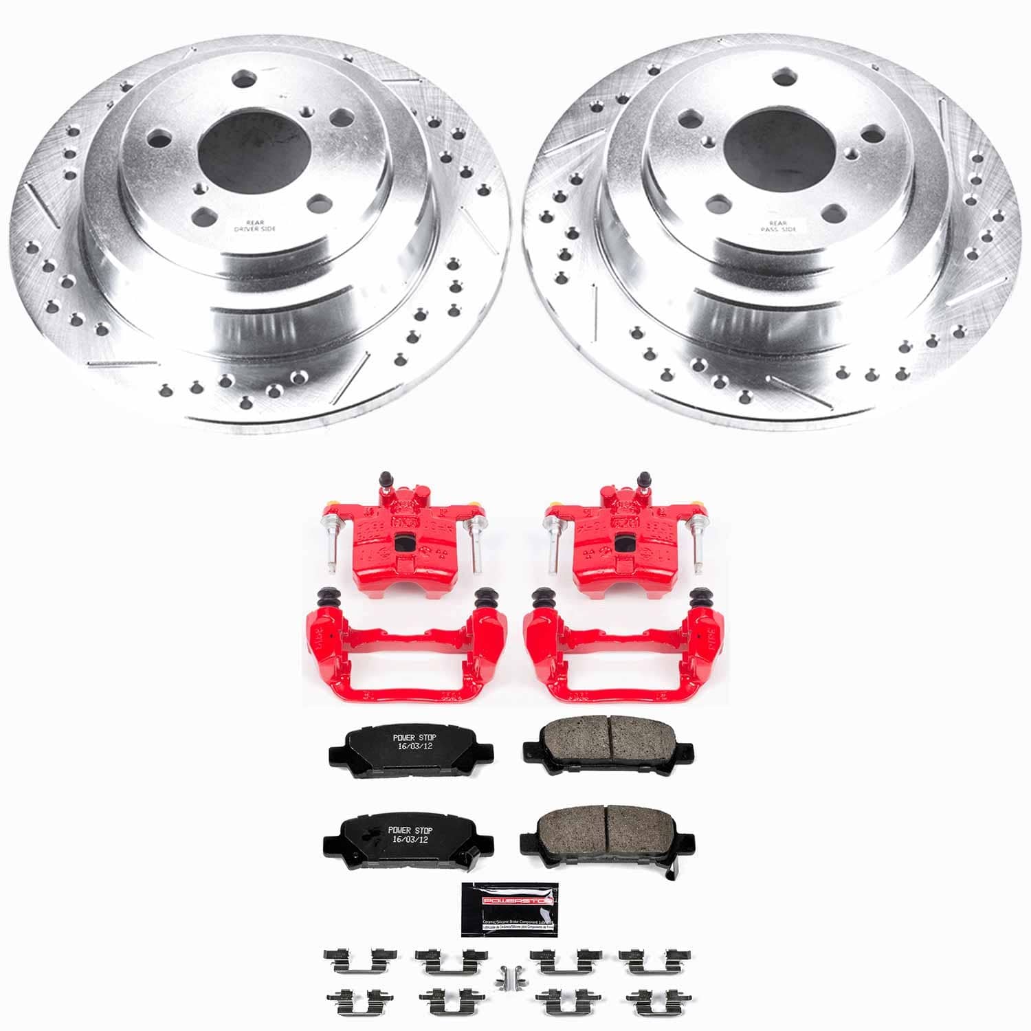 Power Stop - KC449 - Rear - Disc Brake Pad/Caliper and Rotor Kit
