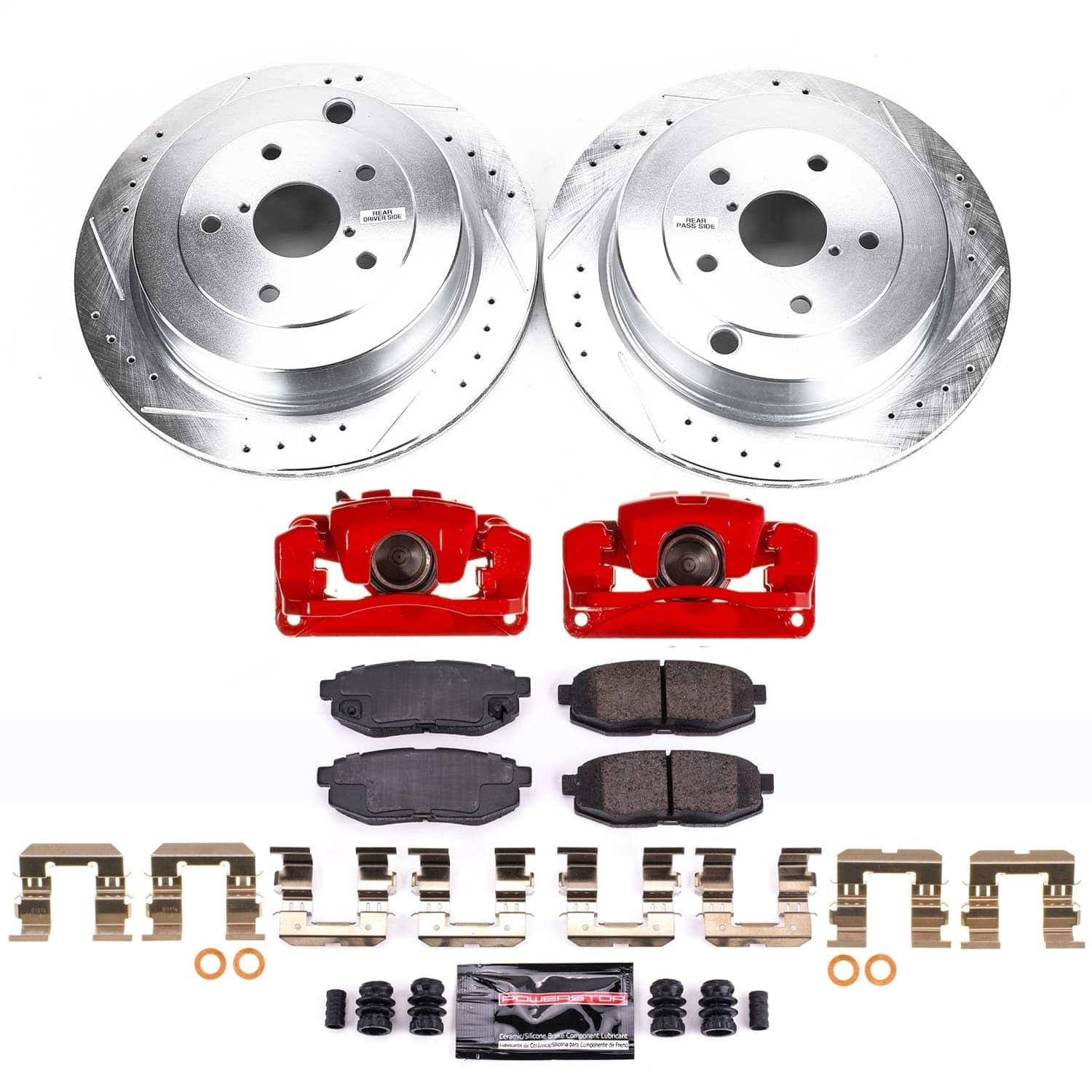 Power Stop - KC4645 - Rear - Disc Brake Pad/Caliper and Rotor Kit