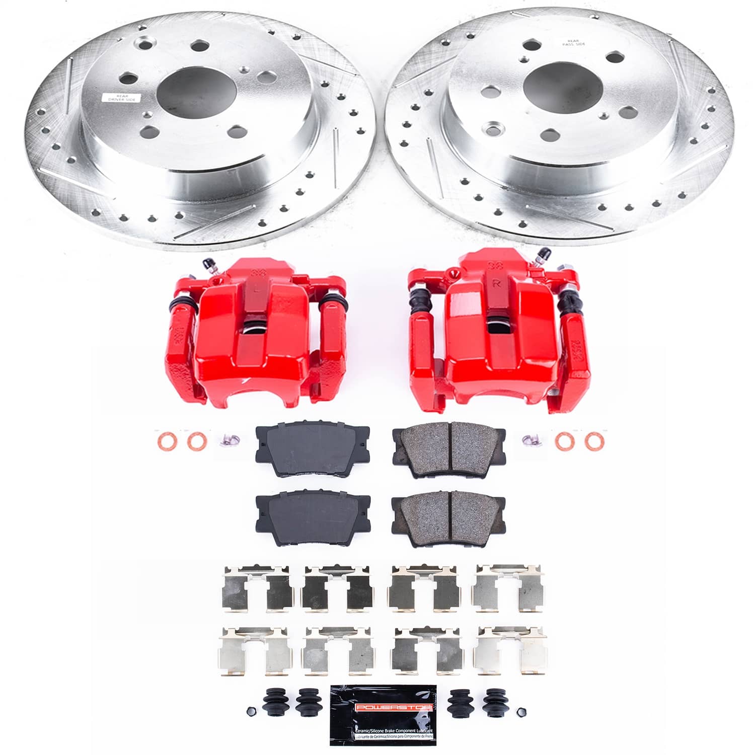 Power Stop - KC4671A - Rear - Disc Brake Pad/Caliper and Rotor Kit