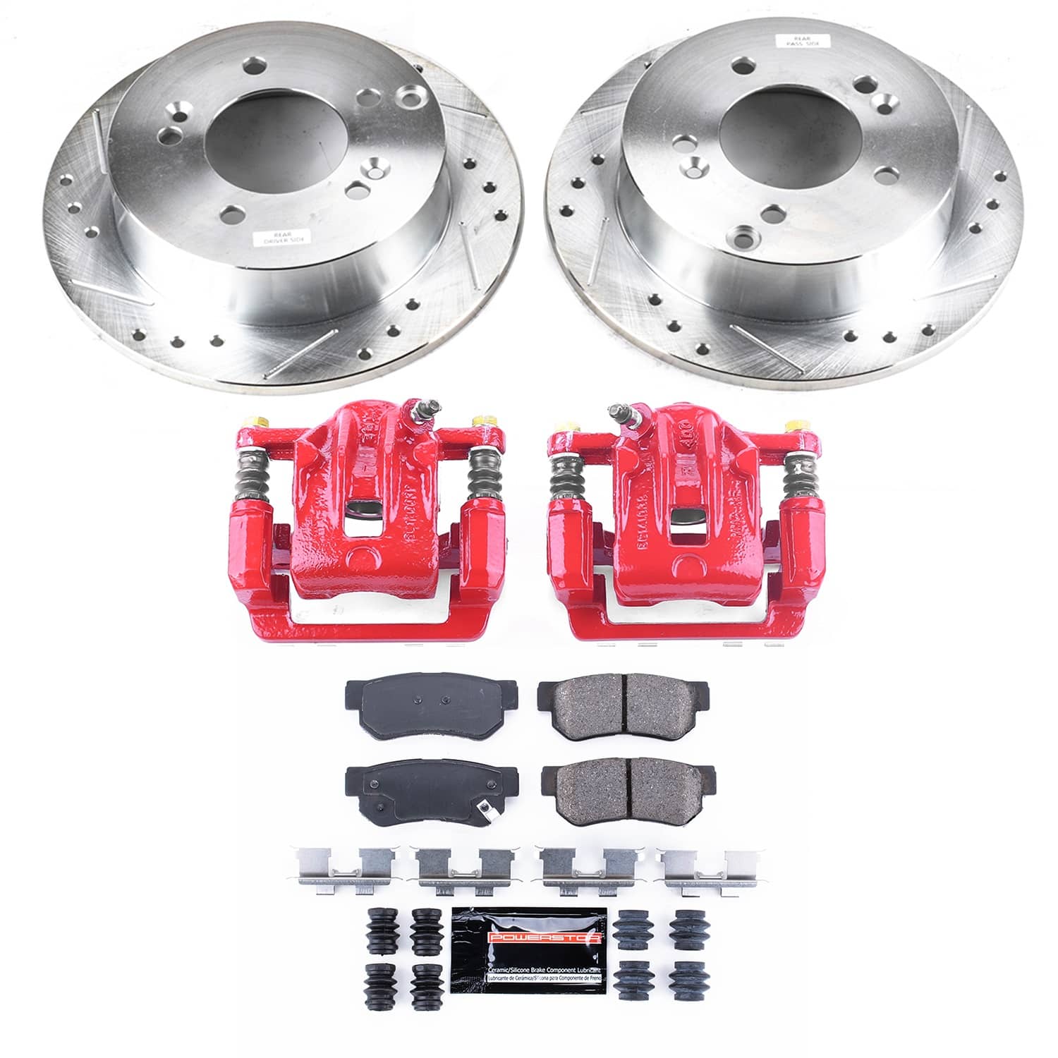 Power Stop - KC5214A - Rear - Disc Brake Pad/Caliper and Rotor Kit