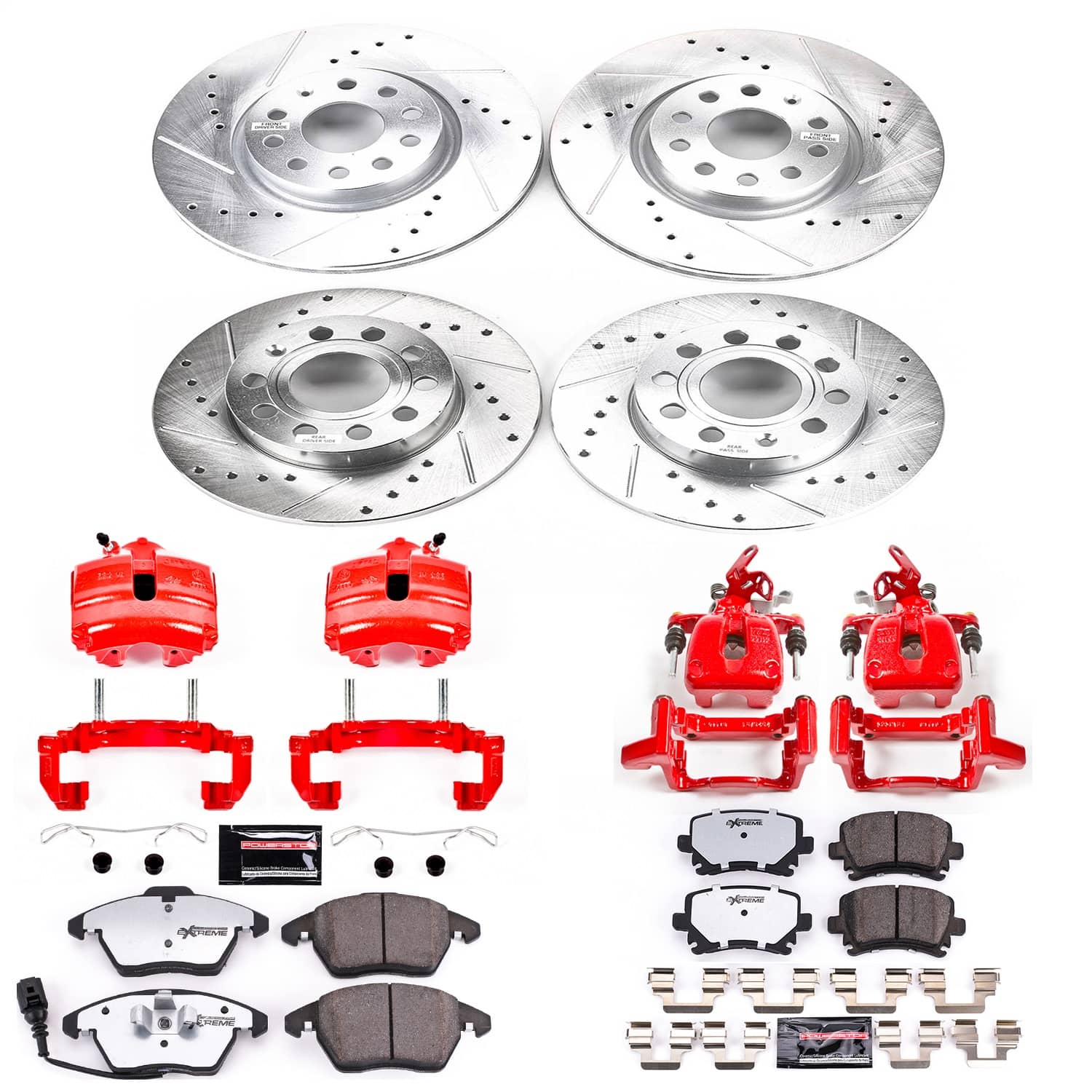 Power Stop - KC5363-26 - Front and Rear - Disc Brake Pad/Caliper and Rotor Kit