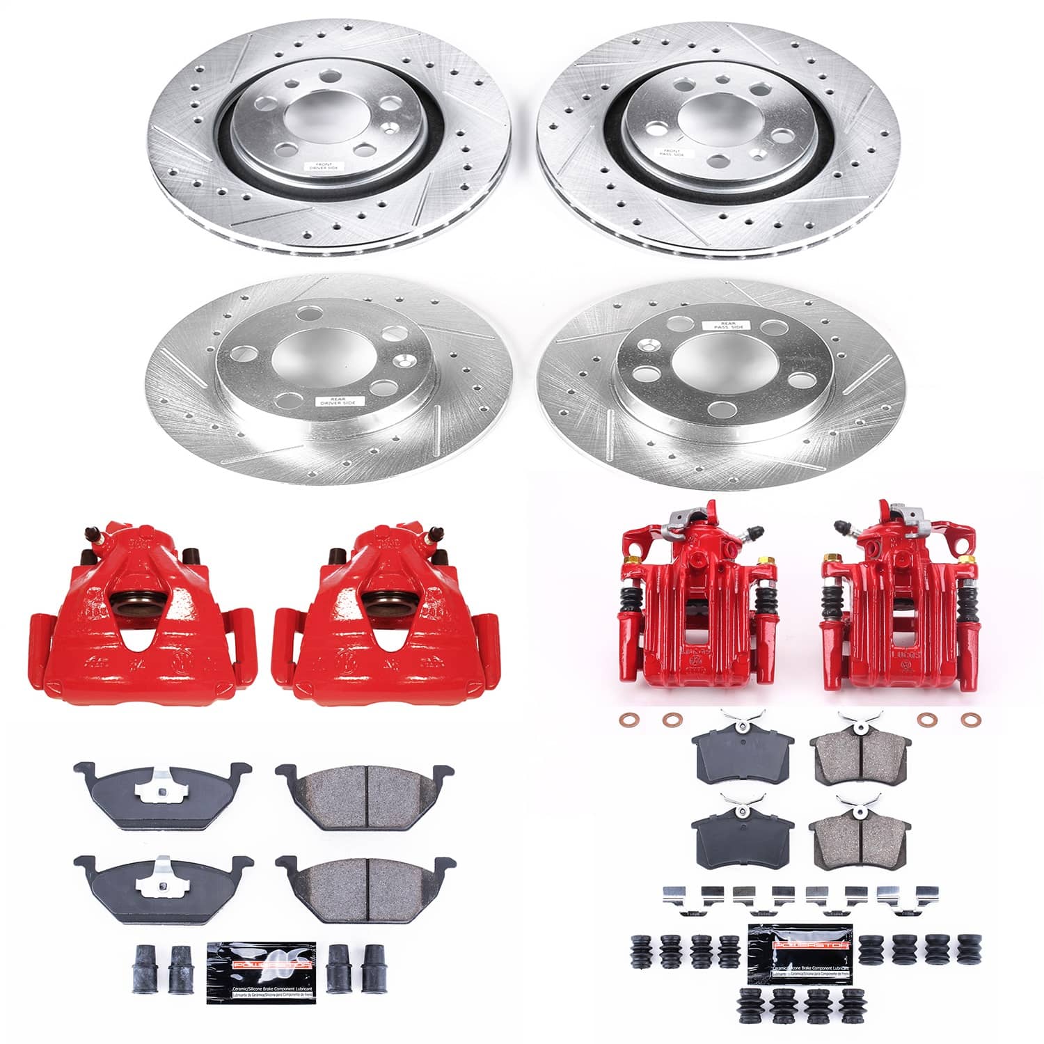 Power Stop - KC5402 - Front and Rear - Disc Brake Pad/Caliper and Rotor Kit