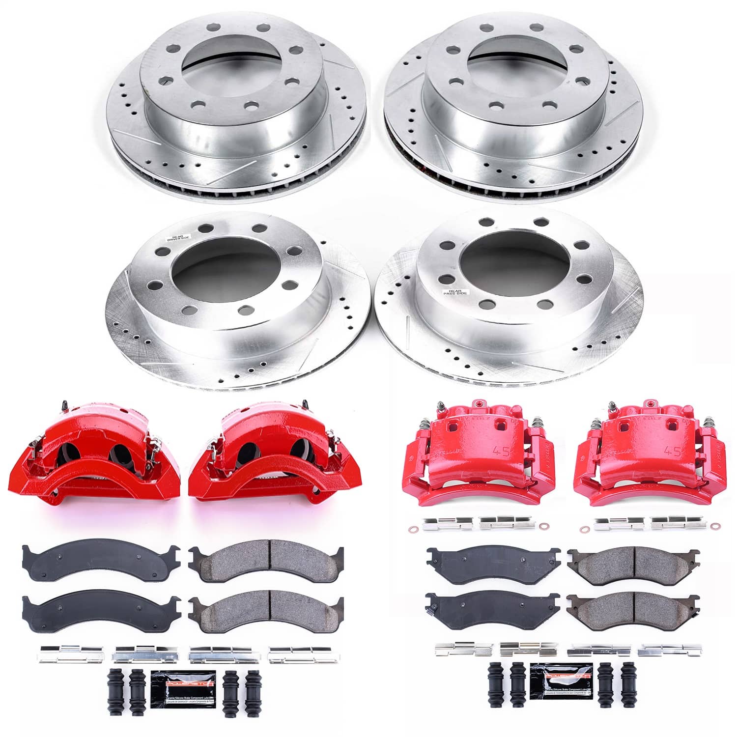 Power Stop - KC5466 - Front and Rear - Disc Brake Pad/Caliper and Rotor Kit