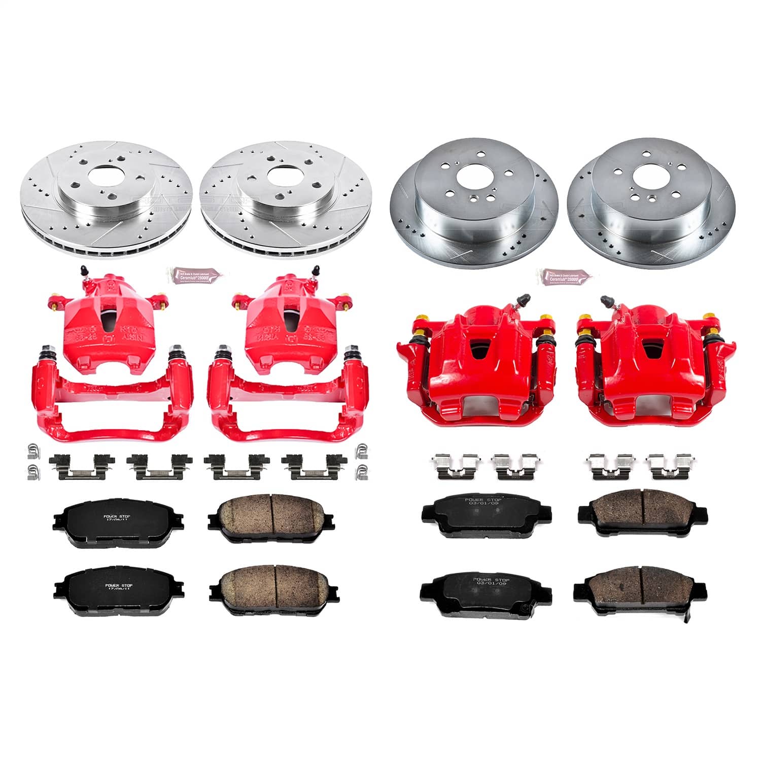 Power Stop - KC5476 - Front and Rear - Disc Brake Pad/Caliper and Rotor Kit