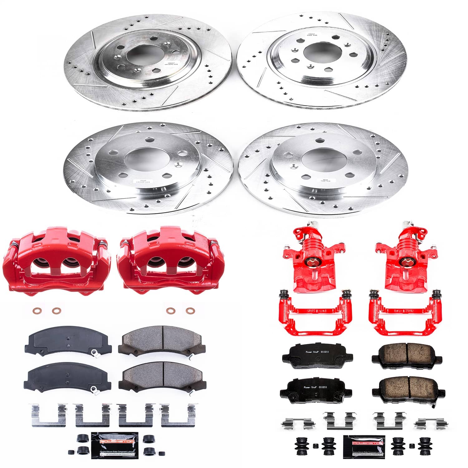 Power Stop - KC5514 - Front and Rear - Disc Brake Pad/Caliper and Rotor Kit