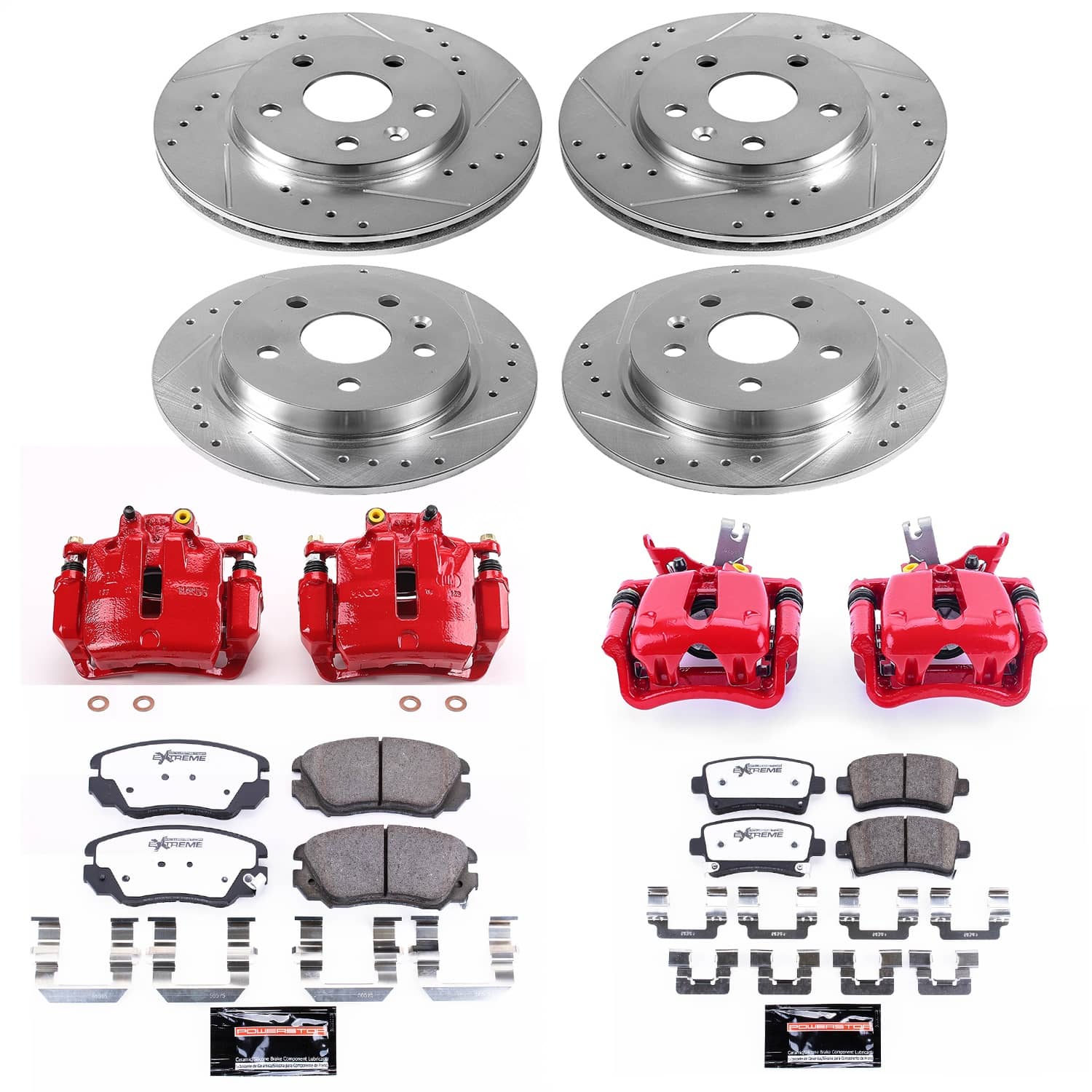 Power Stop - KC5523A-26 - Front and Rear - Disc Brake Pad/Caliper and Rotor Kit