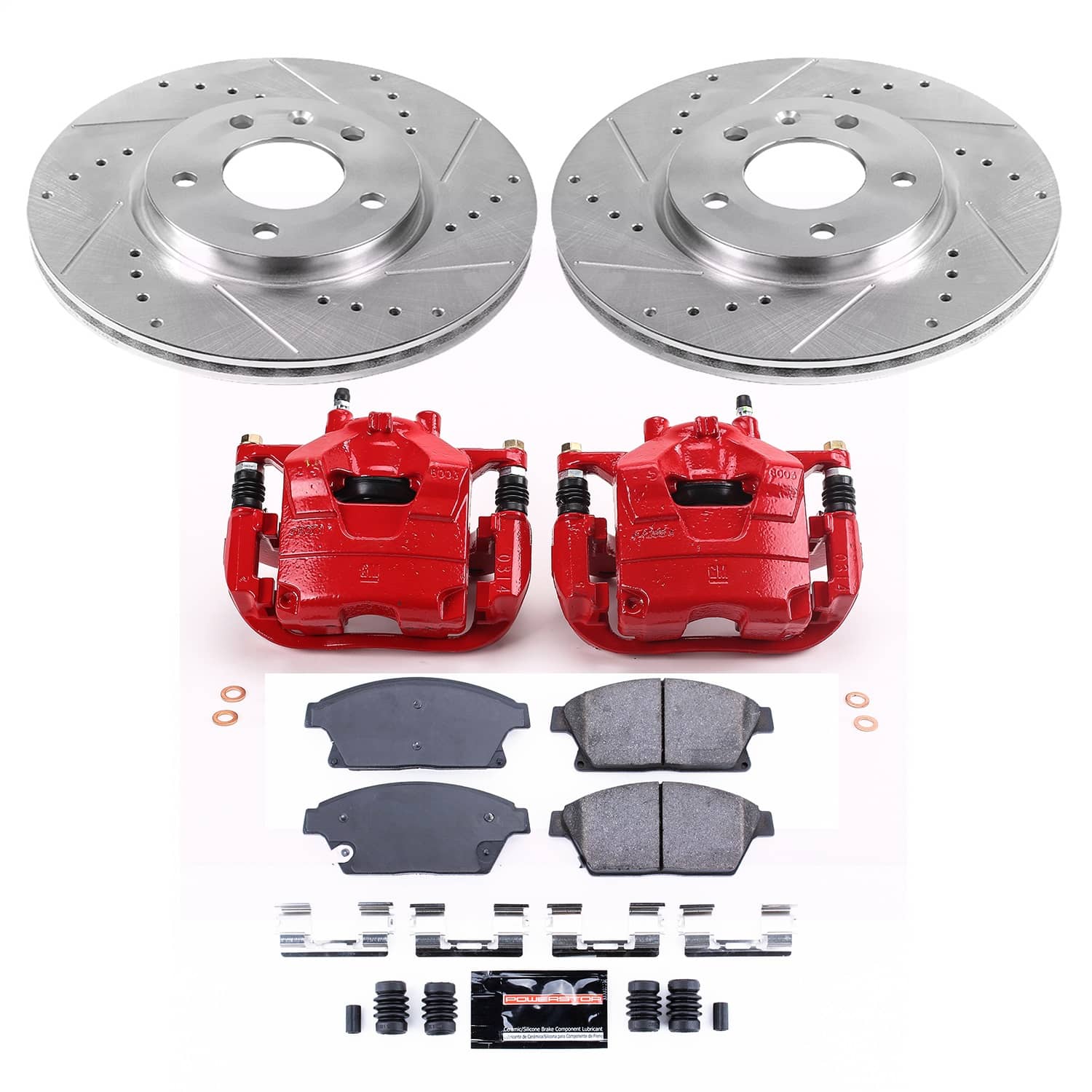 Power Stop - KC5554 - Front - Disc Brake Pad/Caliper and Rotor Kit