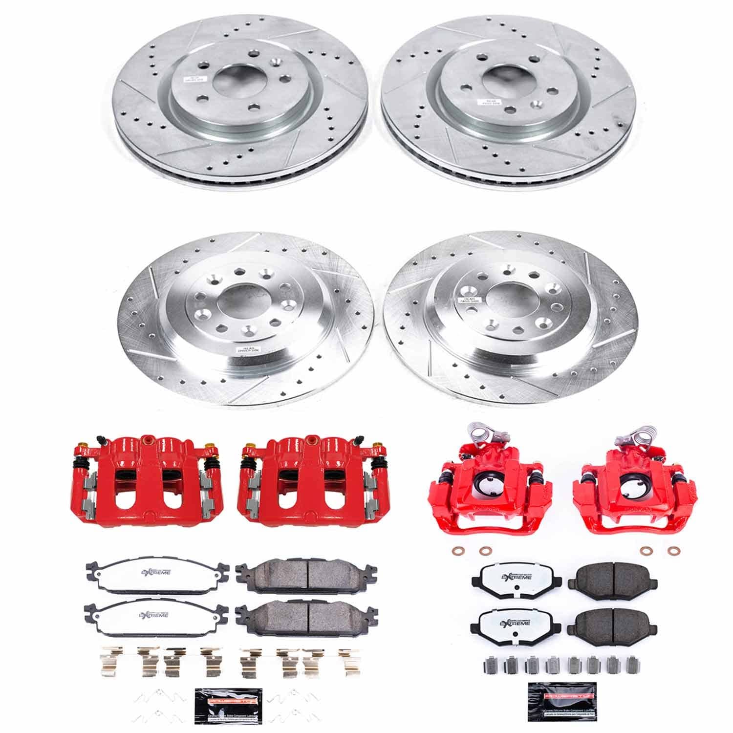 Power Stop - KC5584A-36 - Front and Rear - Disc Brake Pad/Caliper and Rotor Kit