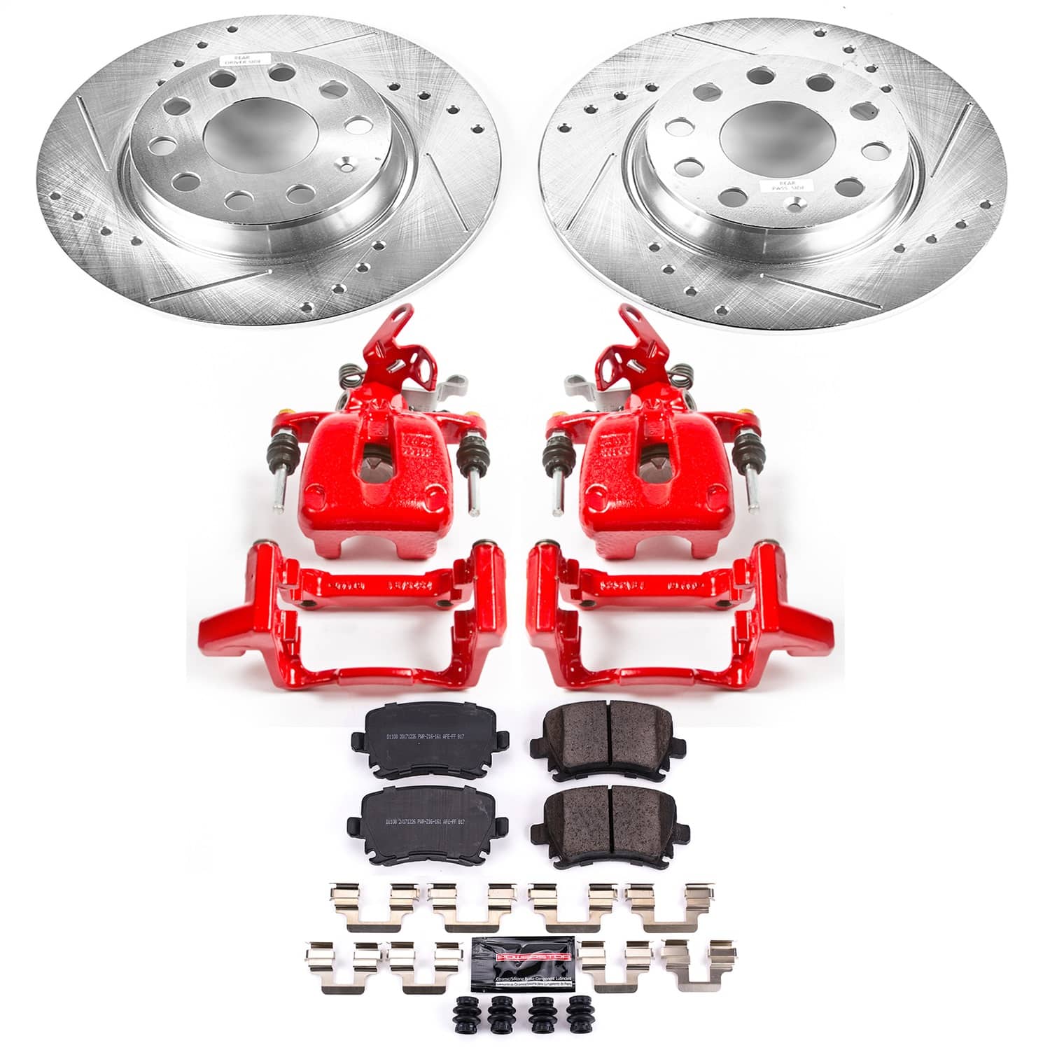 Power Stop - KC5666 - Rear - Disc Brake Pad/Caliper and Rotor Kit