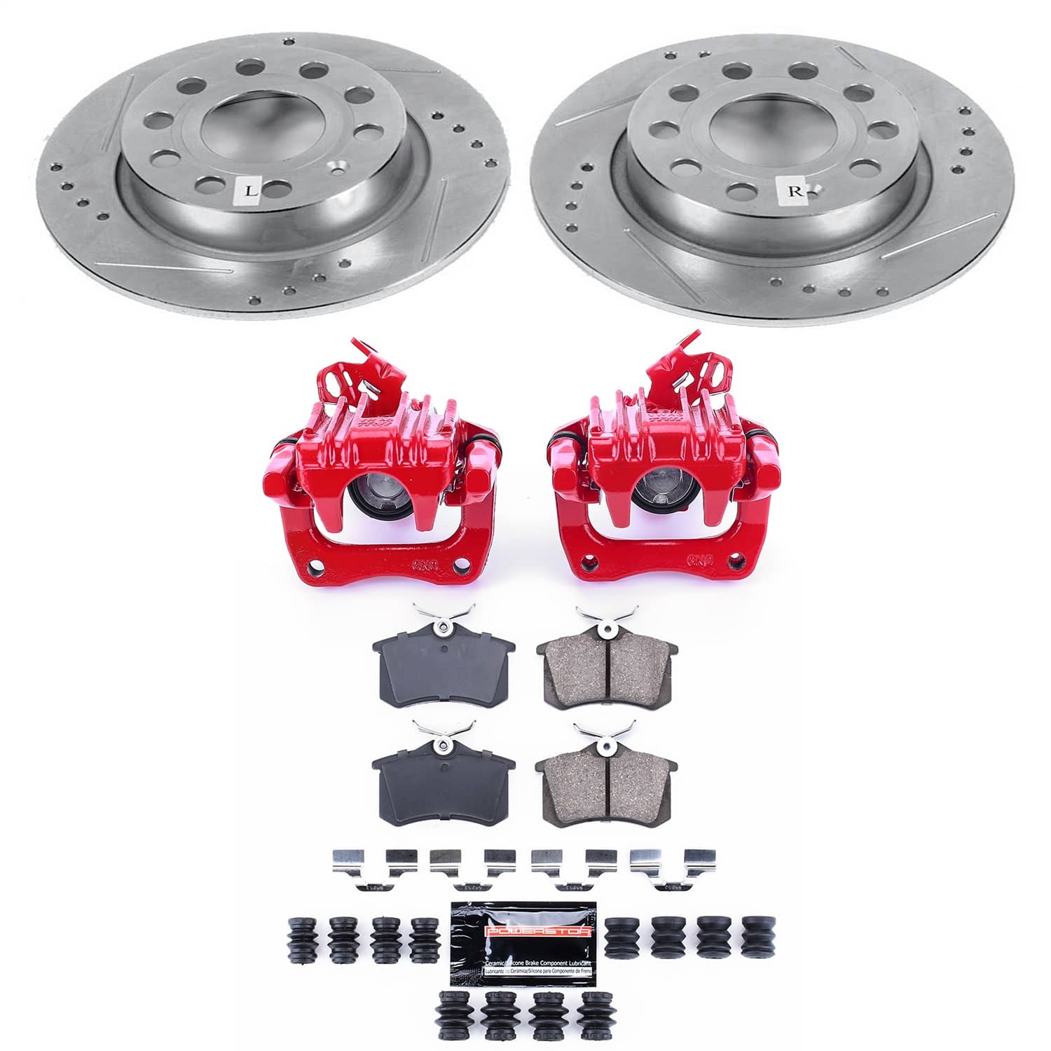 Power Stop - KC5671 - Rear - Disc Brake Pad/Caliper and Rotor Kit