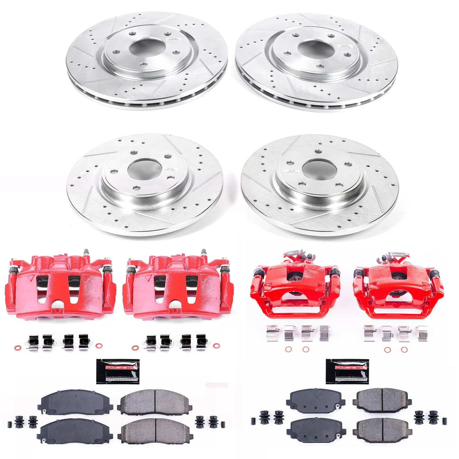 Power Stop - KC5960 - Front and Rear - Disc Brake Pad/Caliper and Rotor Kit