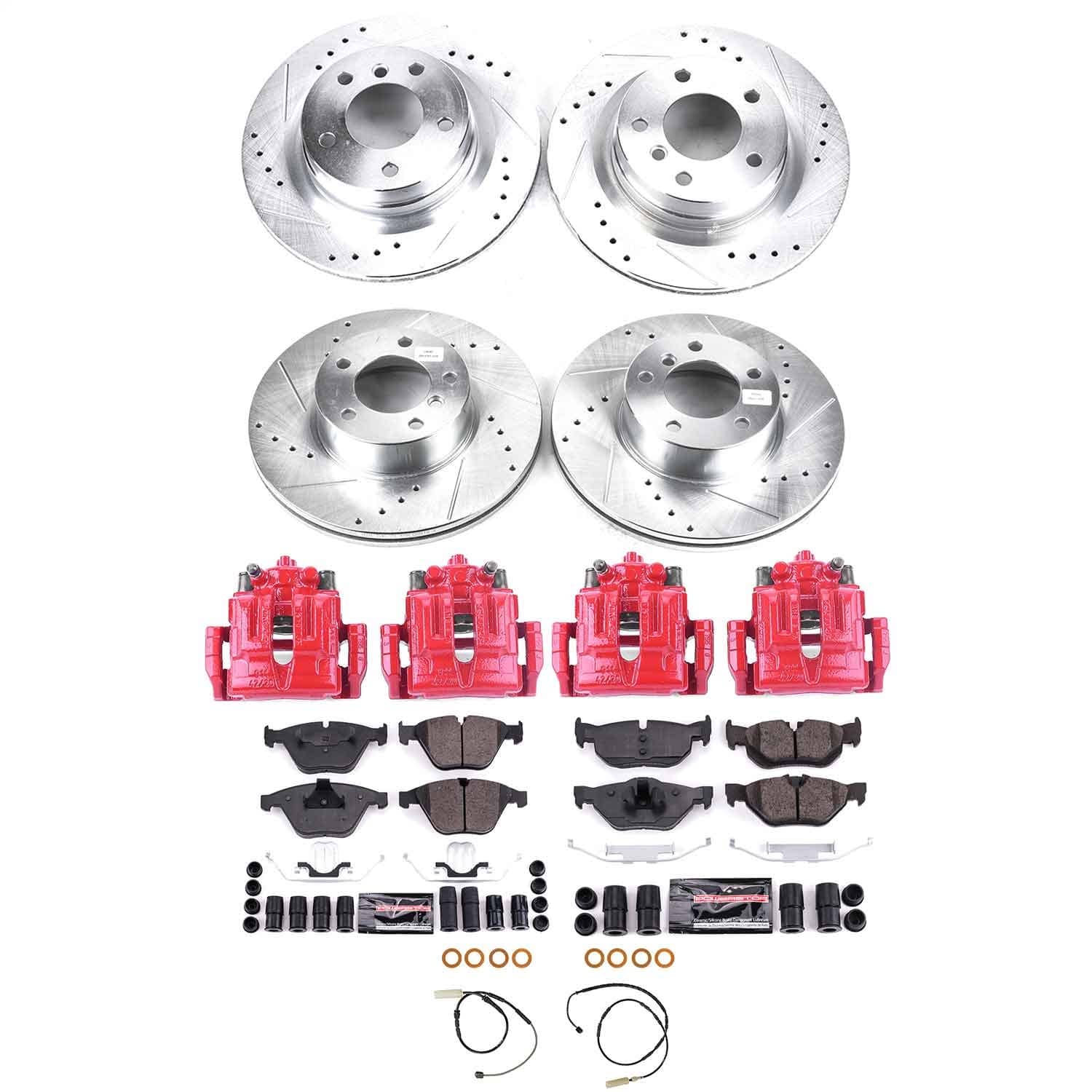 Power Stop - KC6072 - Front and Rear - Disc Brake Pad/Caliper and Rotor Kit