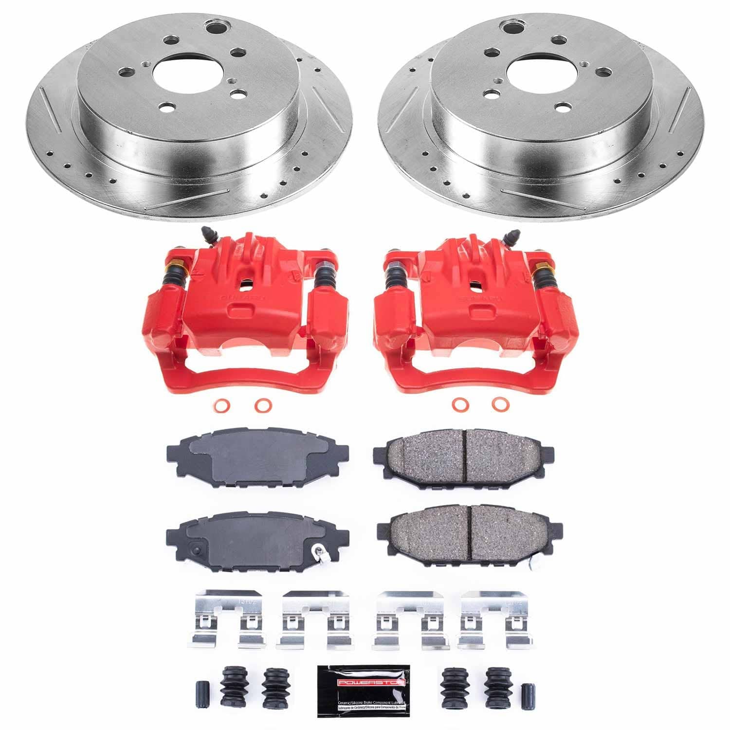 Power Stop - KC6107 - Rear - Disc Brake Pad/Caliper and Rotor Kit