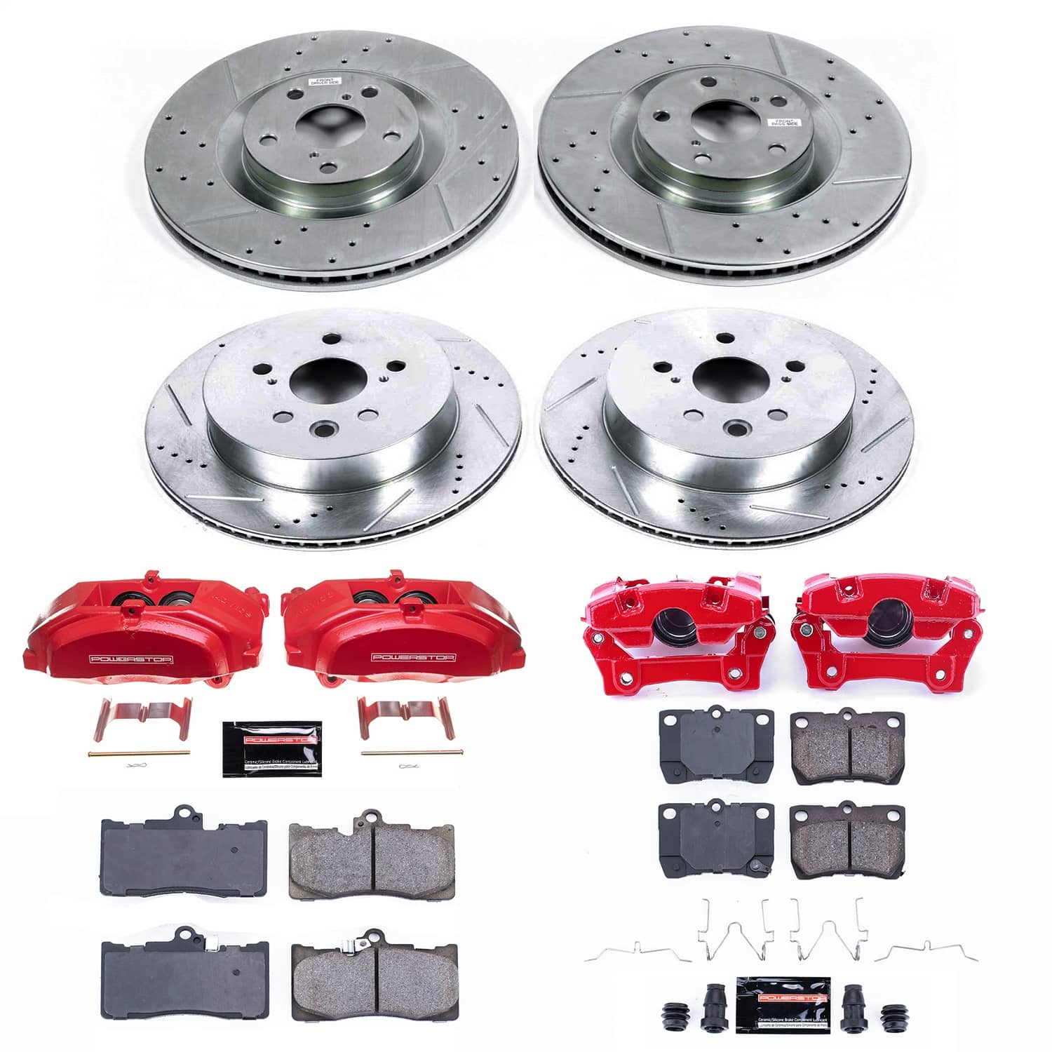Power Stop - KC6354 - Front and Rear - Disc Brake Pad/Caliper and Rotor Kit