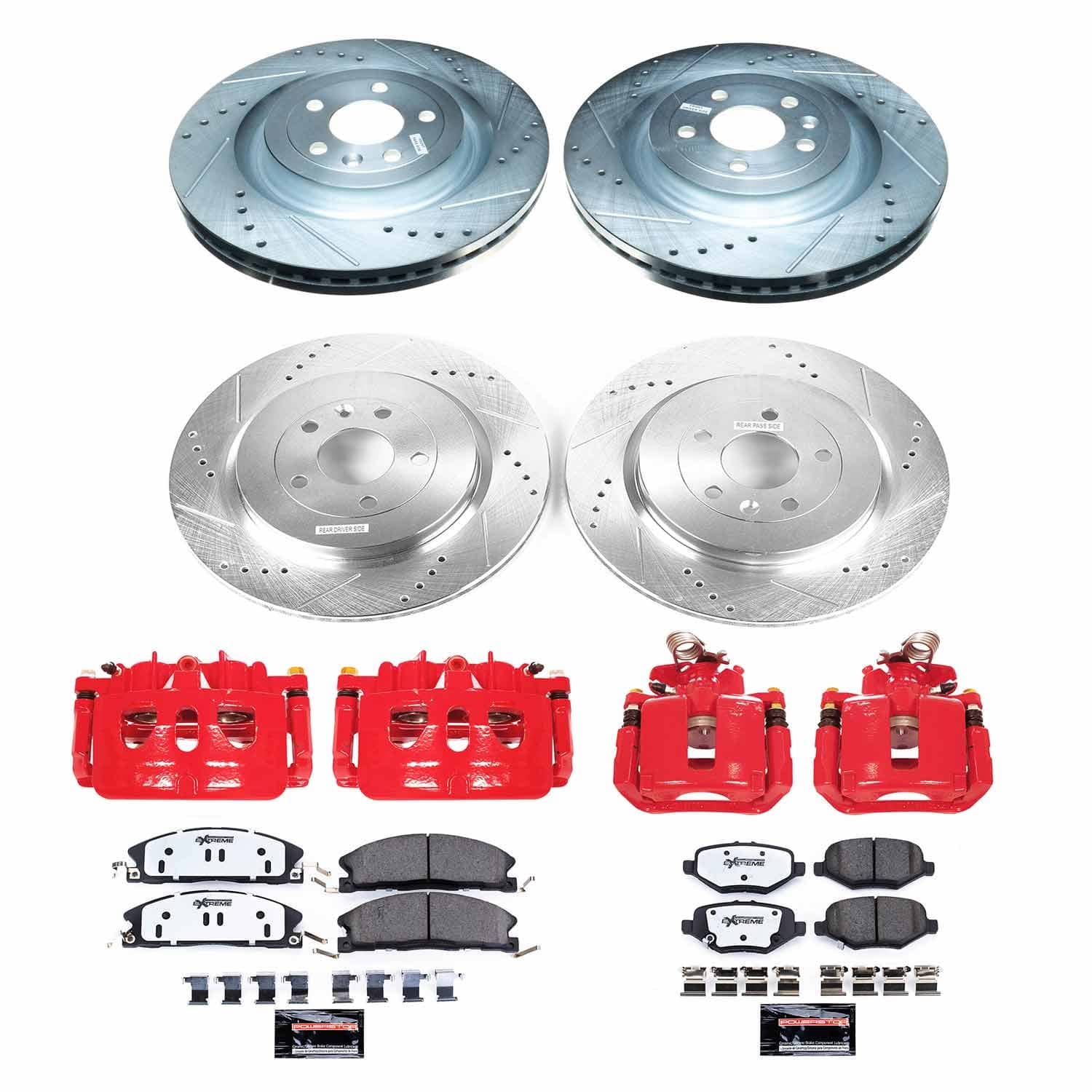 Power Stop - KC6375-36 - Front and Rear - Disc Brake Pad/Caliper and Rotor Kit