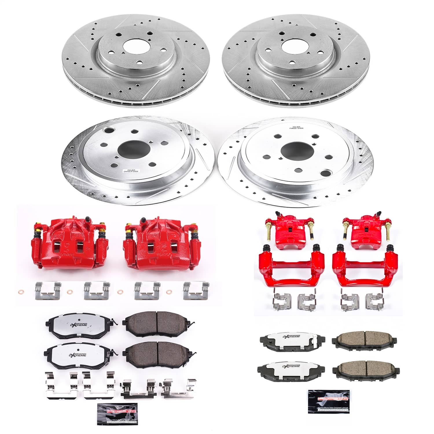 Power Stop - KC6932-26 - Front and Rear - Disc Brake Pad/Caliper and Rotor Kit