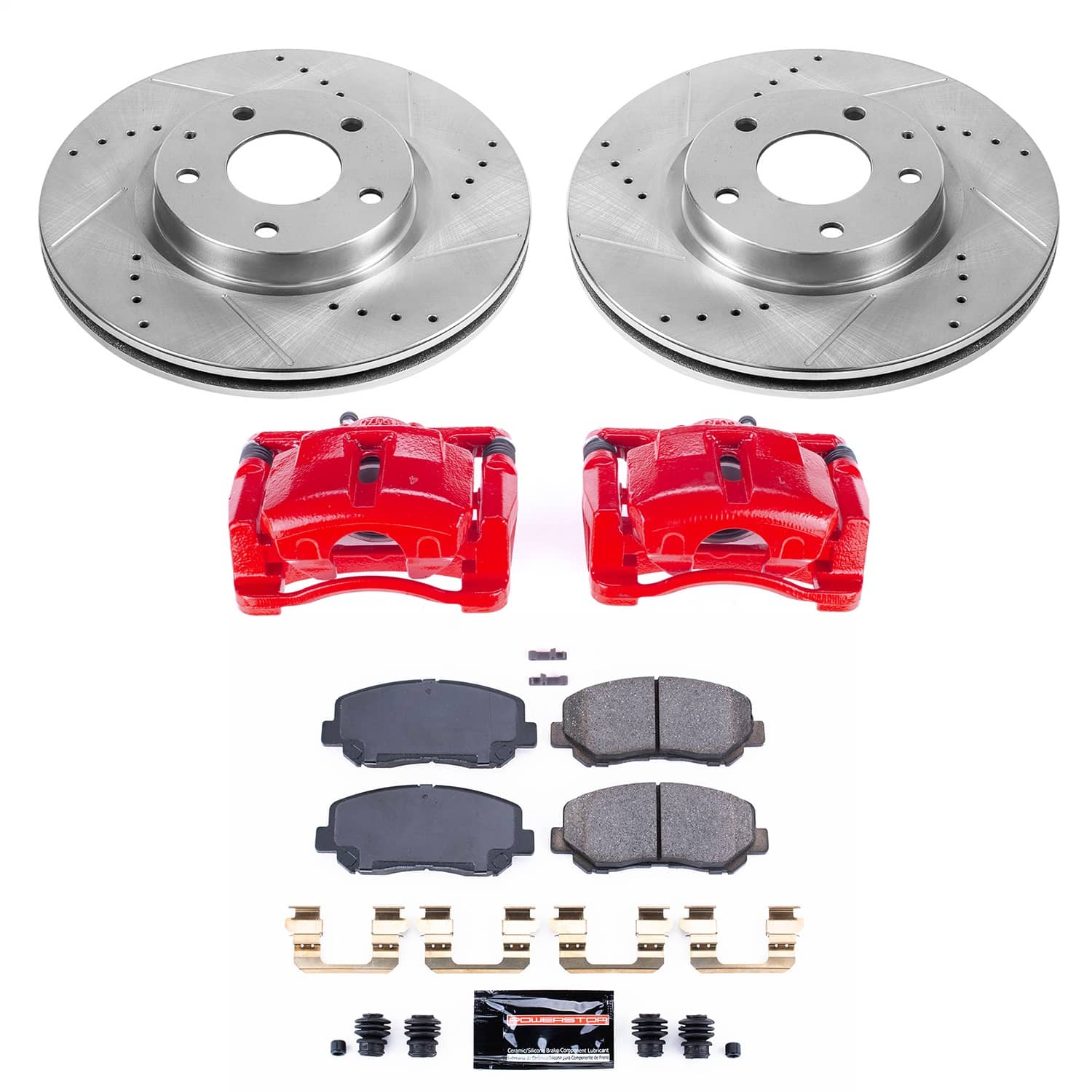 Power Stop - KC6967 - Front - Disc Brake Pad/Caliper and Rotor Kit