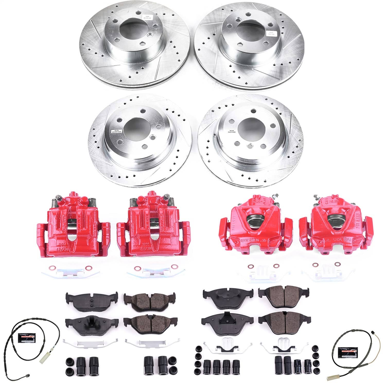 Power Stop - KC7025 - Front and Rear - Disc Brake Pad/Caliper and Rotor Kit